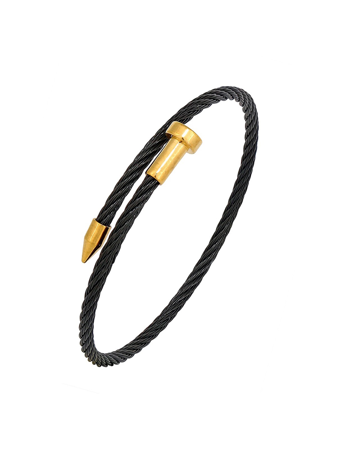 

ZIVOM Men Stainless Steel Rhodium-Plated Cuff Bracelet, Black