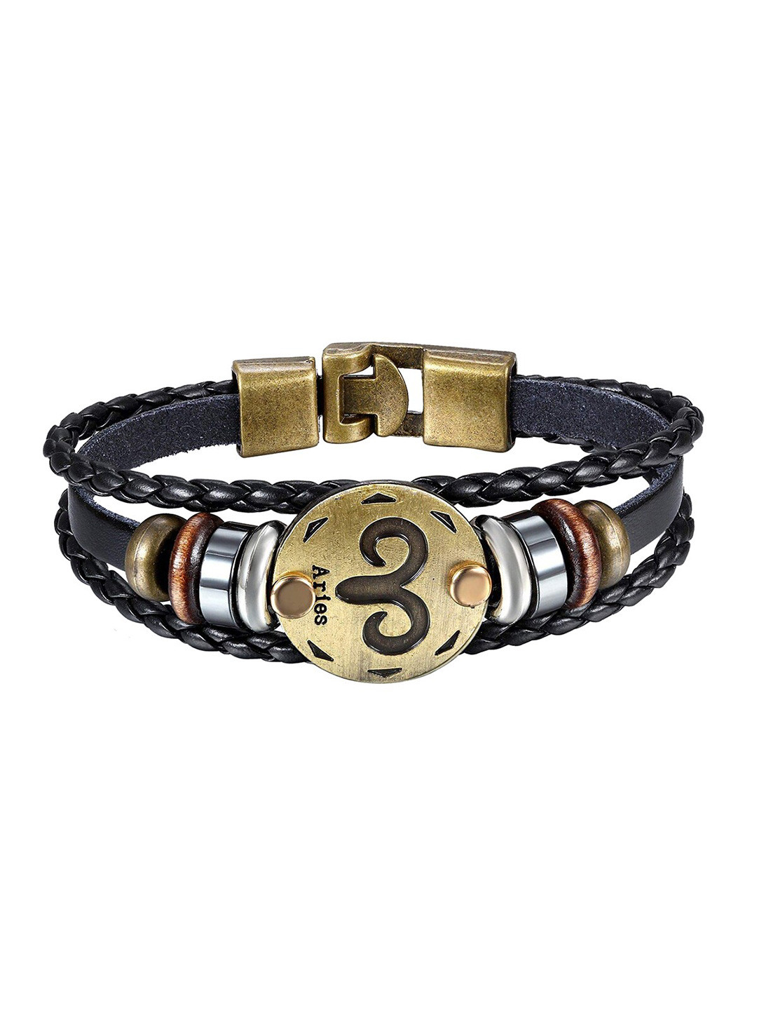 

ZIVOM Men Leather Copper-Plated Multistrand Bracelet
