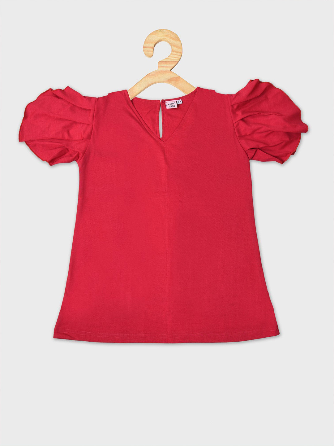 

POMY & JINNY V-Neck Puff Sleeve Cotton Top, Rose