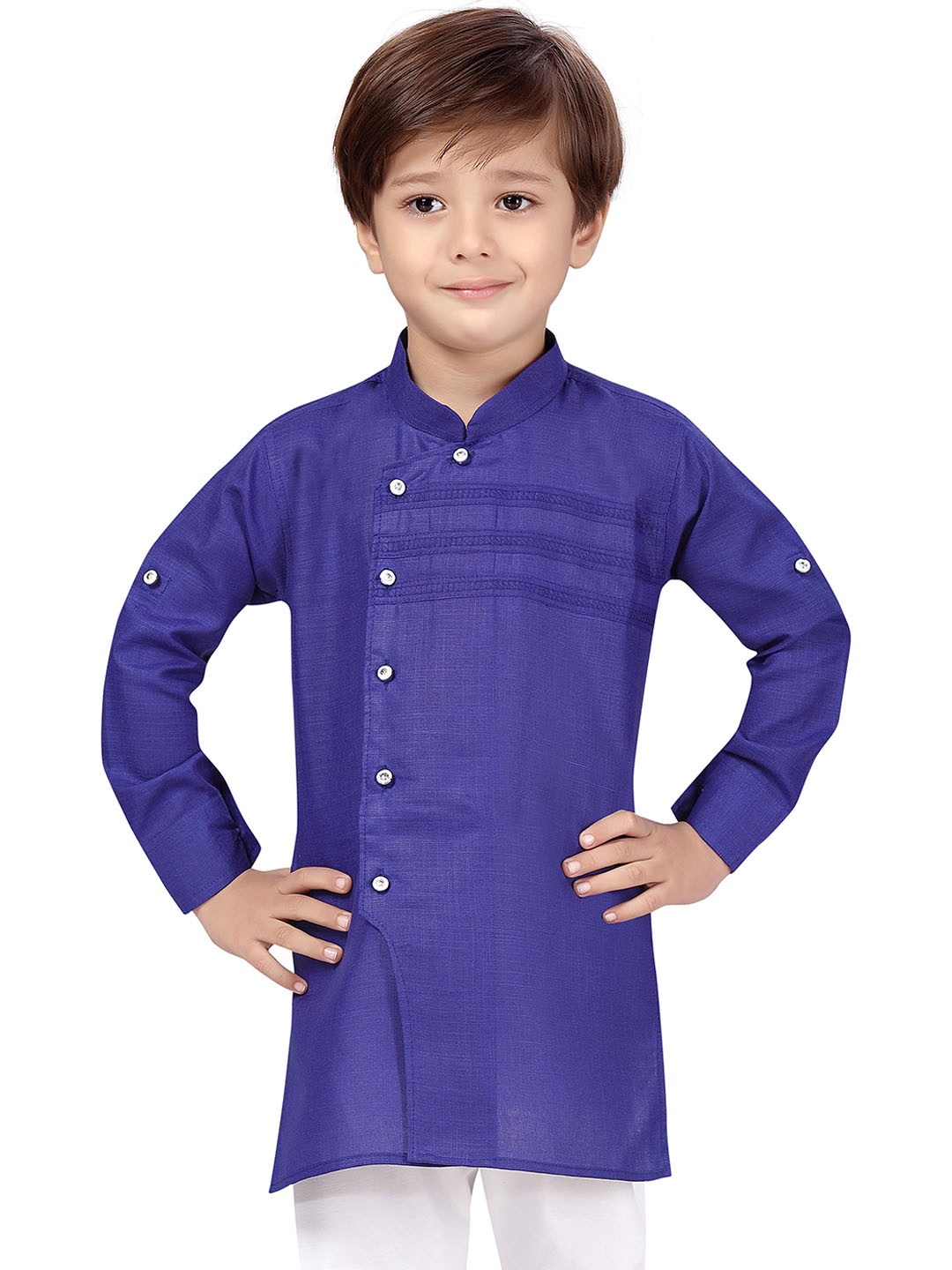 

KIDS FARM Boys Mandarin Collar Kurta with Pyjamas, Blue
