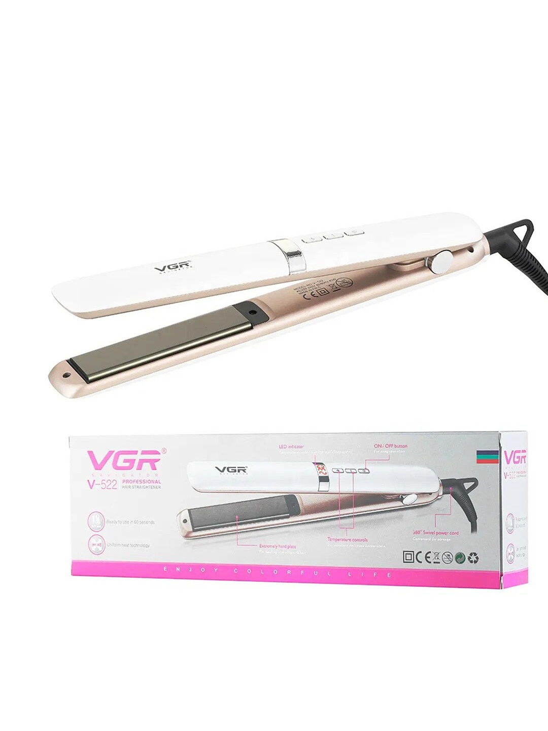 

VGR V-522 Professional LED Display 23mm Slim Plate Hair Straightener - White
