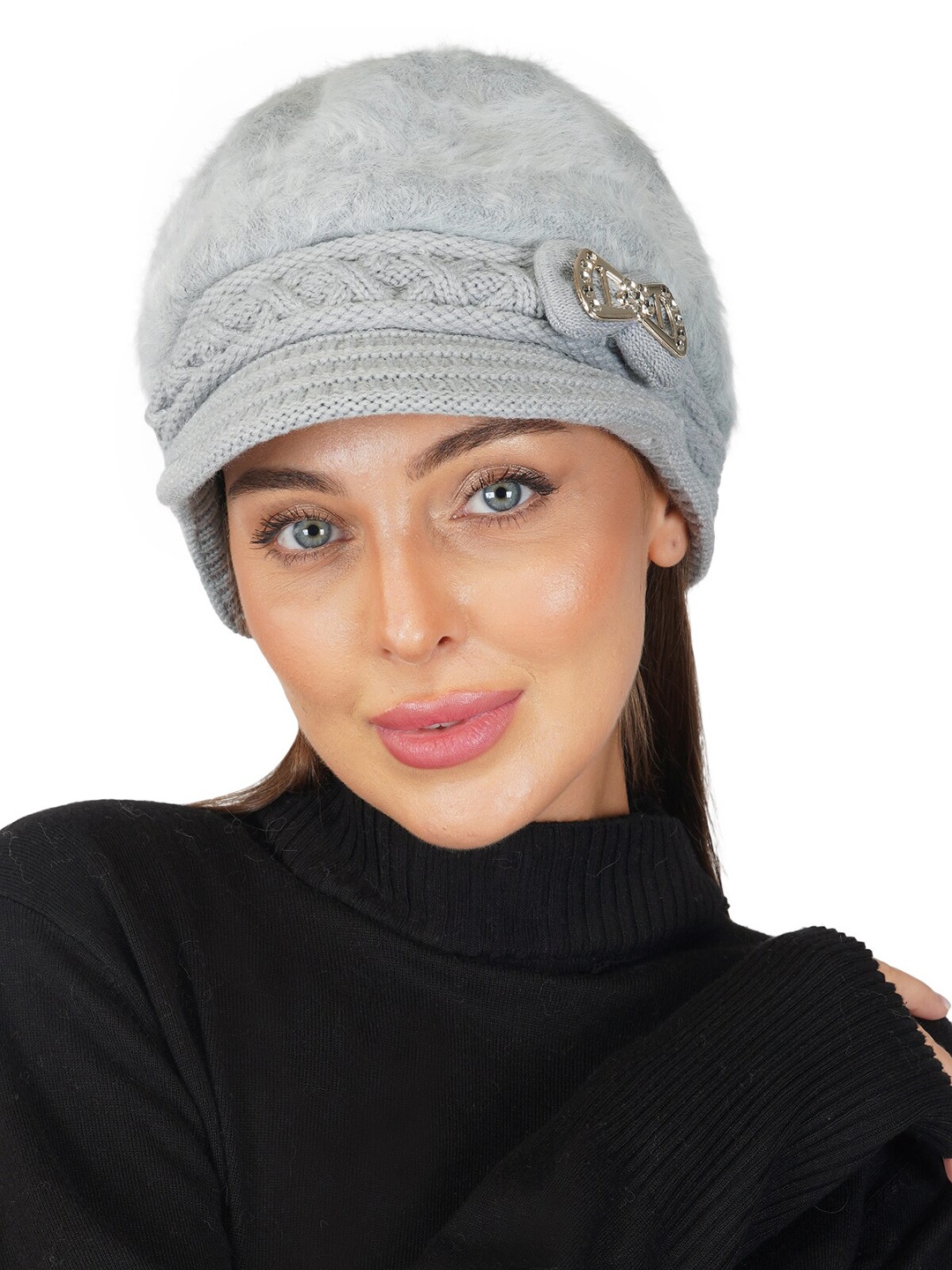 

iSWEVEN Women Woolen Winter Visor Caps, Grey