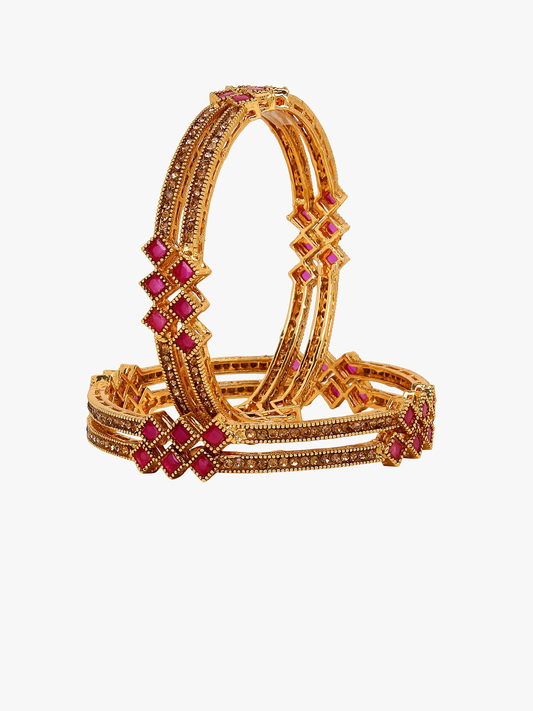 

Adwitiya Collection Set of 4 24 CT Gold-Plated Textured Pattern Copper Bangles Set