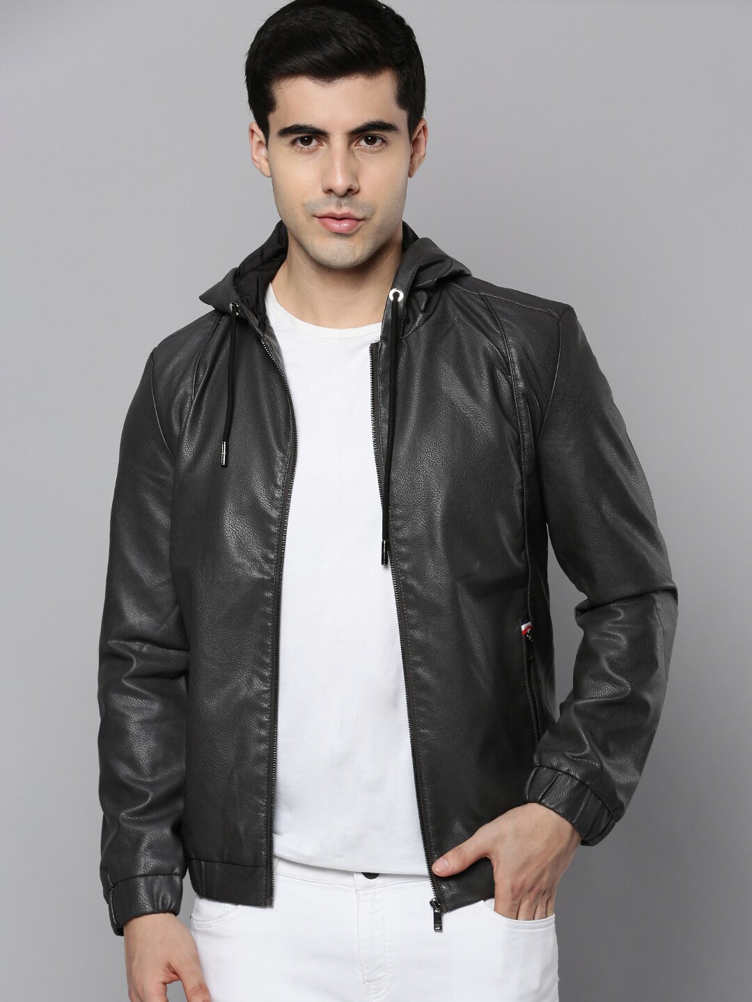 

SHOWOFF Men Leather Biker Jacket, Grey