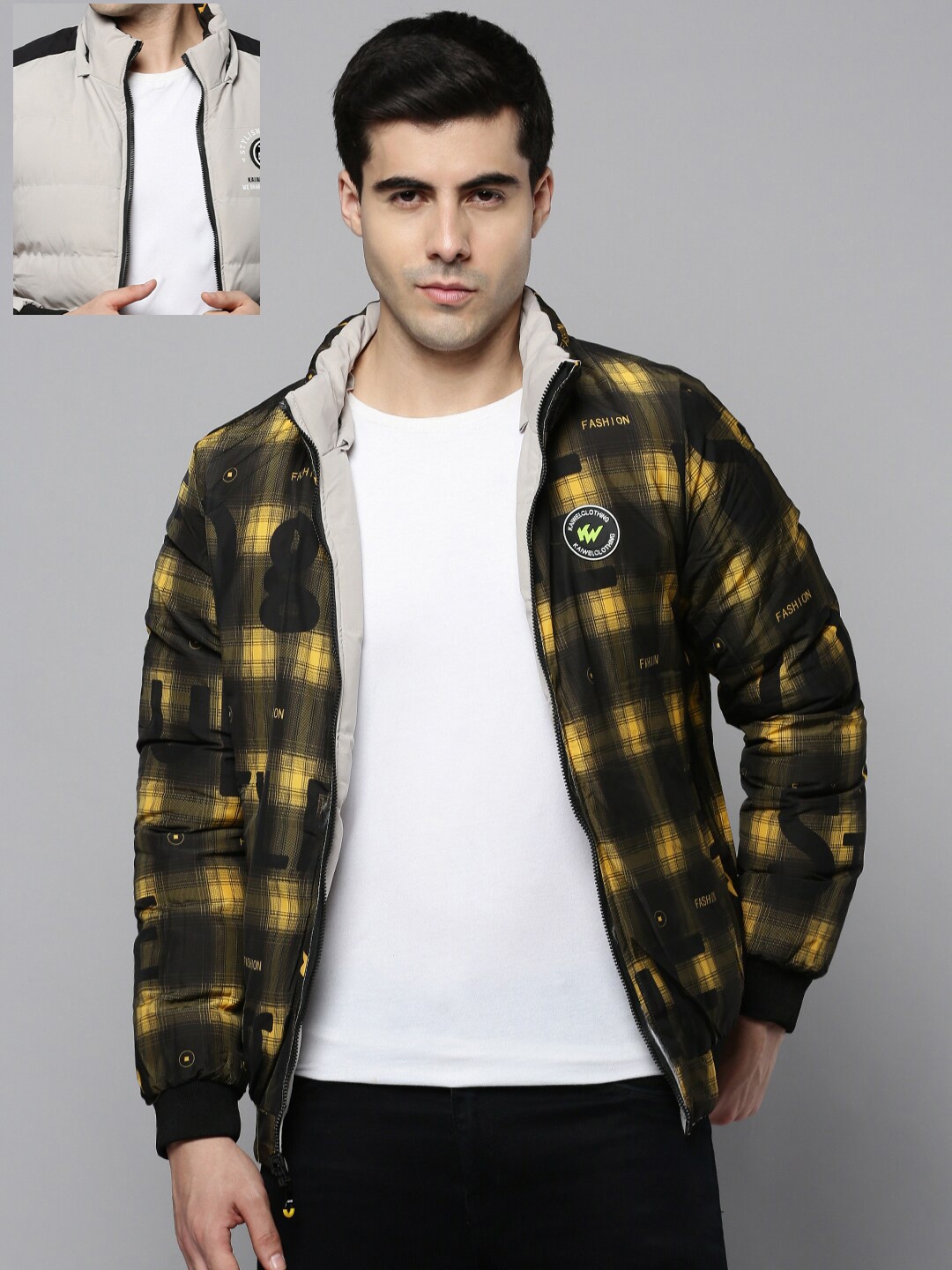 

SHOWOFF Men Reversible Hooded Puffer Jacket, Beige