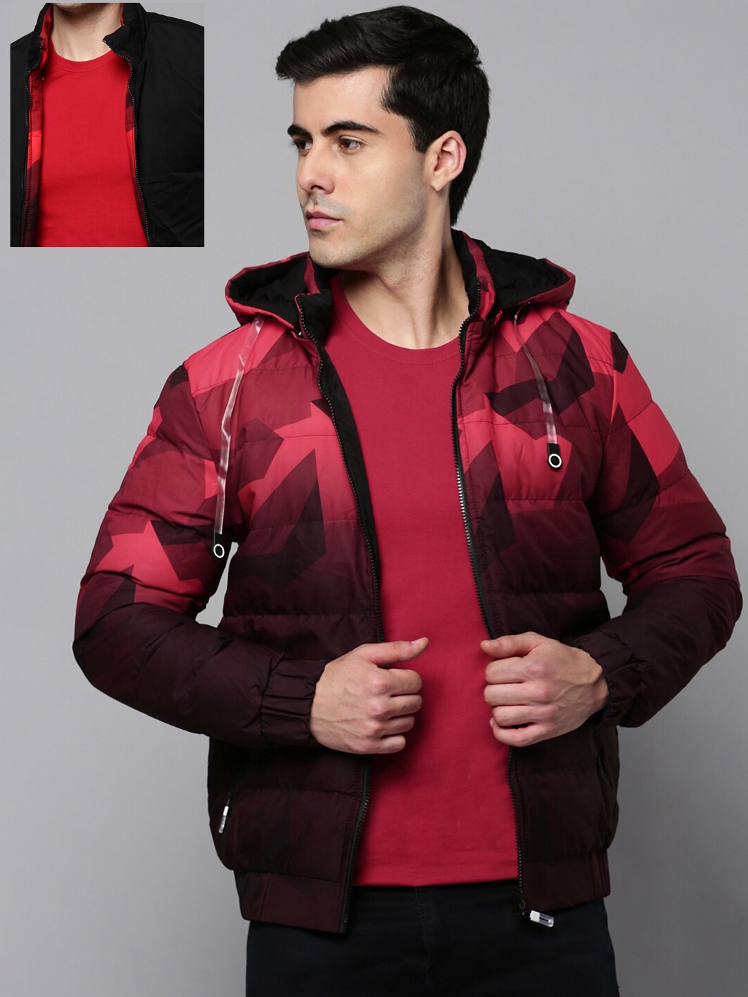 

SHOWOFF Men Reversible Puffer Jacket, Burgundy