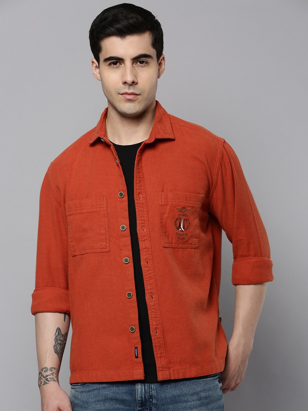 

SHOWOFF Men Rust Corduroy Tailored Jacket