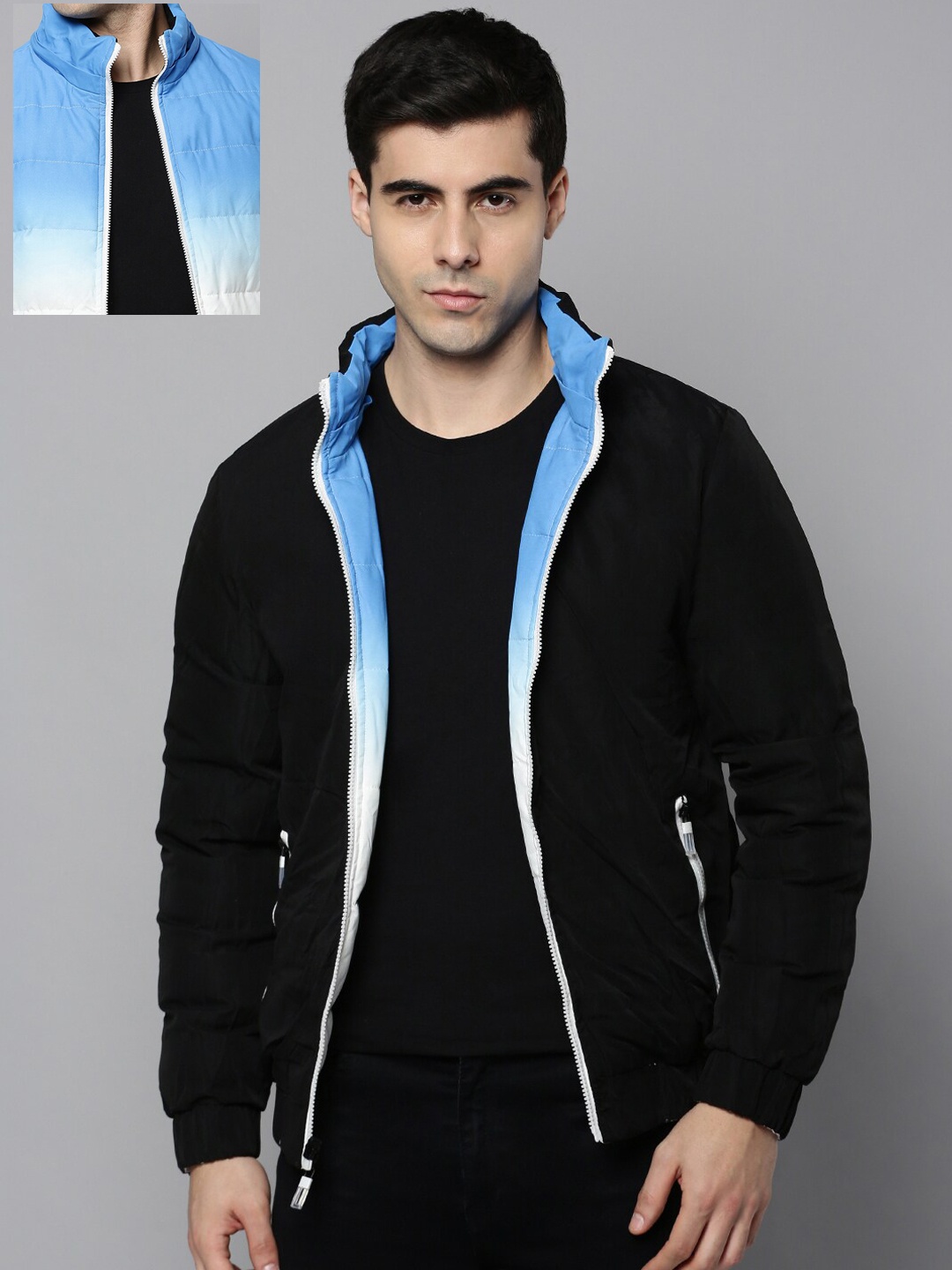 

SHOWOFF Men Ombre Colourblocked Reversible Puffer Jacket, Blue