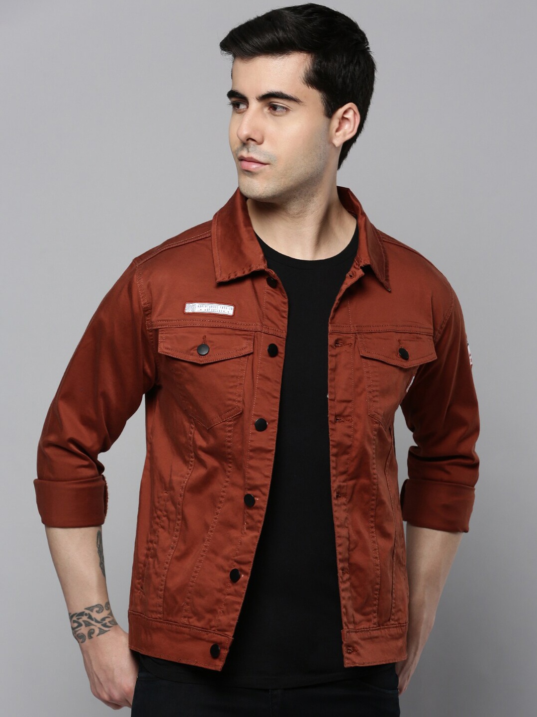 

SHOWOFF Men Open Front Jacket, Rust