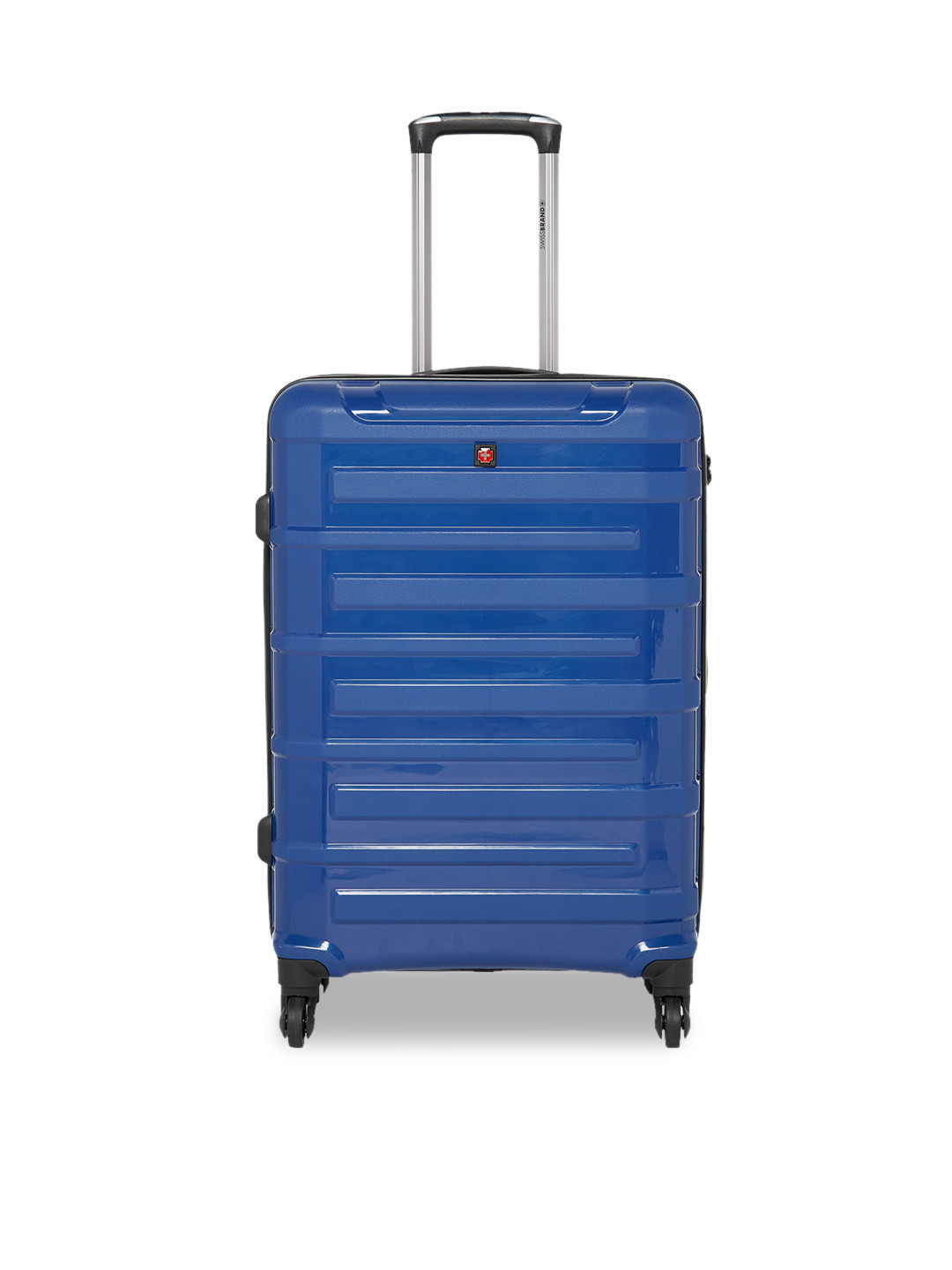 

SWISS BRAND SION Range Textured Medium Trolley Suitcase, Navy blue