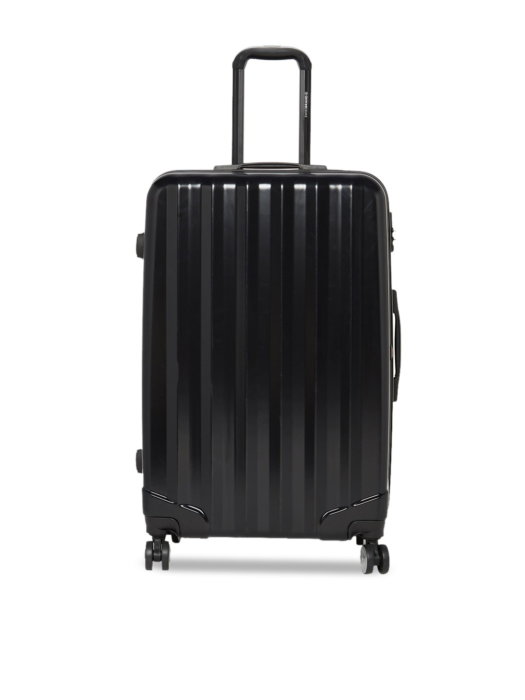 

SWISS BRAND Textured Large Trolley Bag, Black