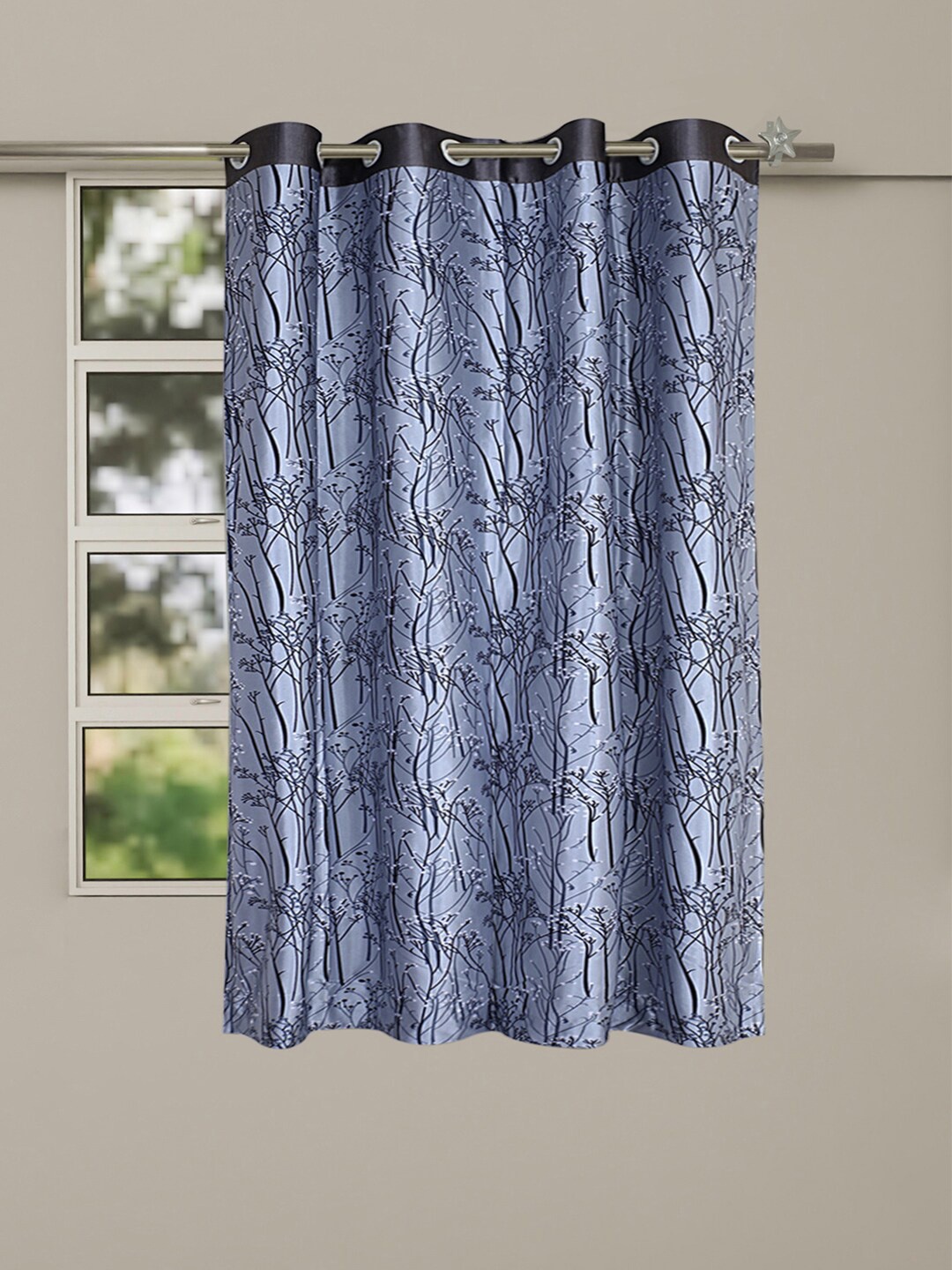 

Kuber Industries Grey & Black Floral Window Curtain