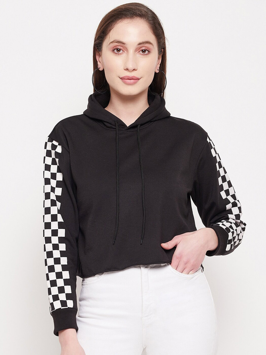 

STROP Women Cotton Hooded Sweatshirt, Black