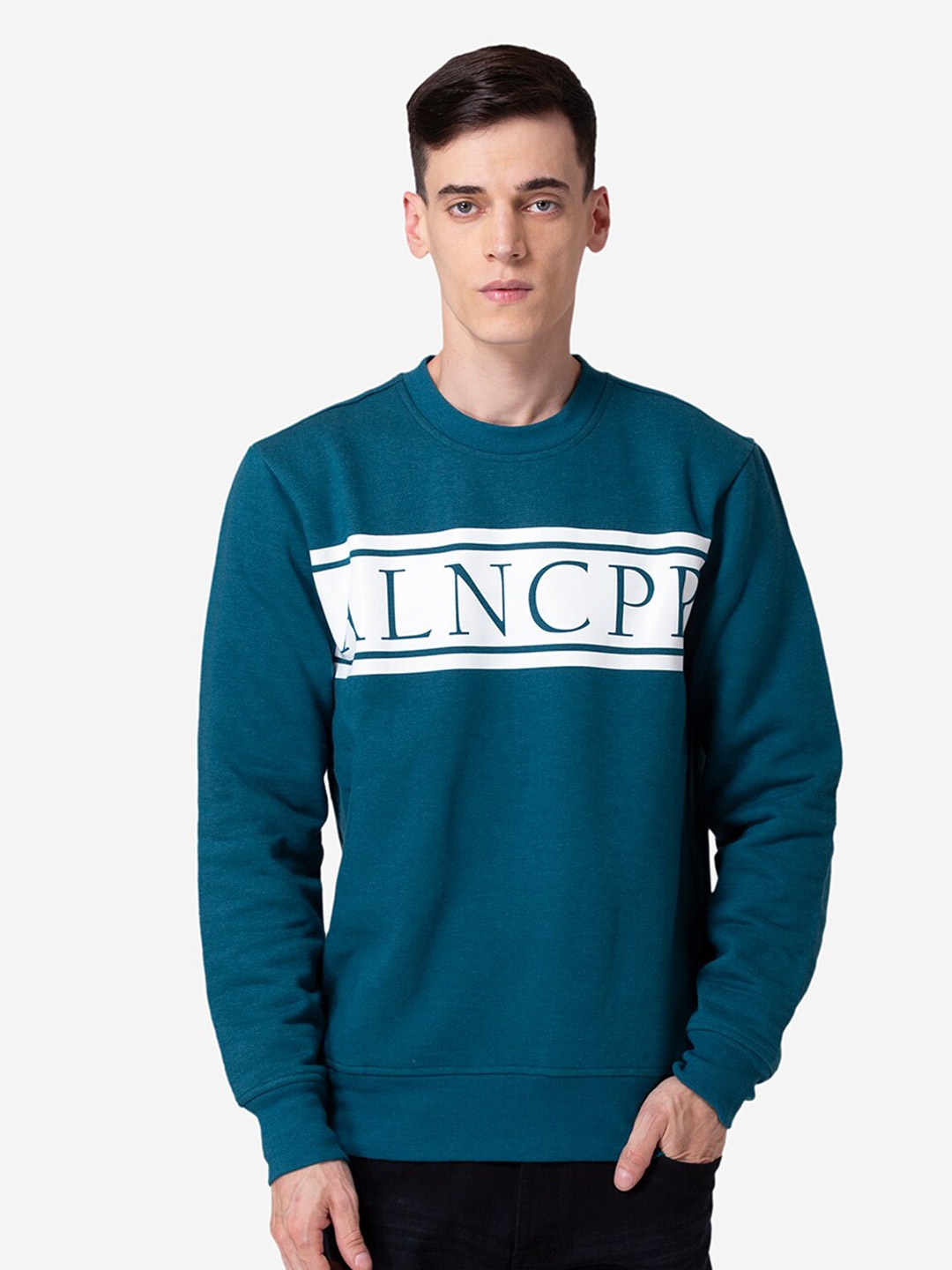 

Allen Cooper Men Printed Cotton Sweatshirt, Green