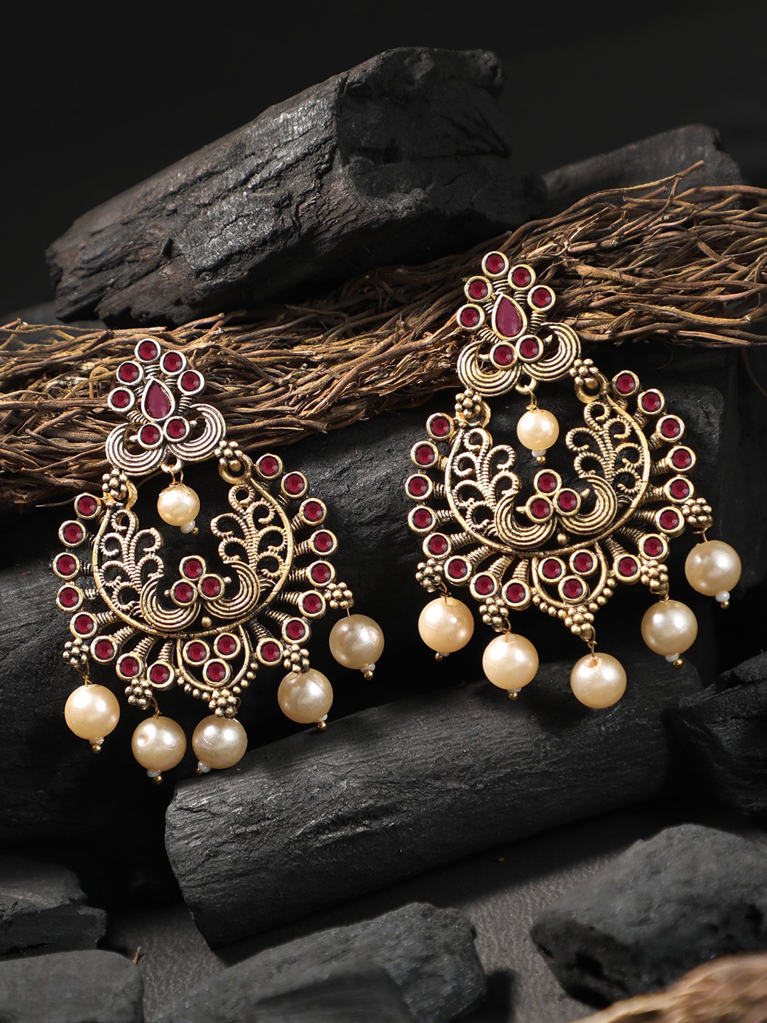 

Adwitiya Collection Gold-Plated Contemporary Drop Earrings