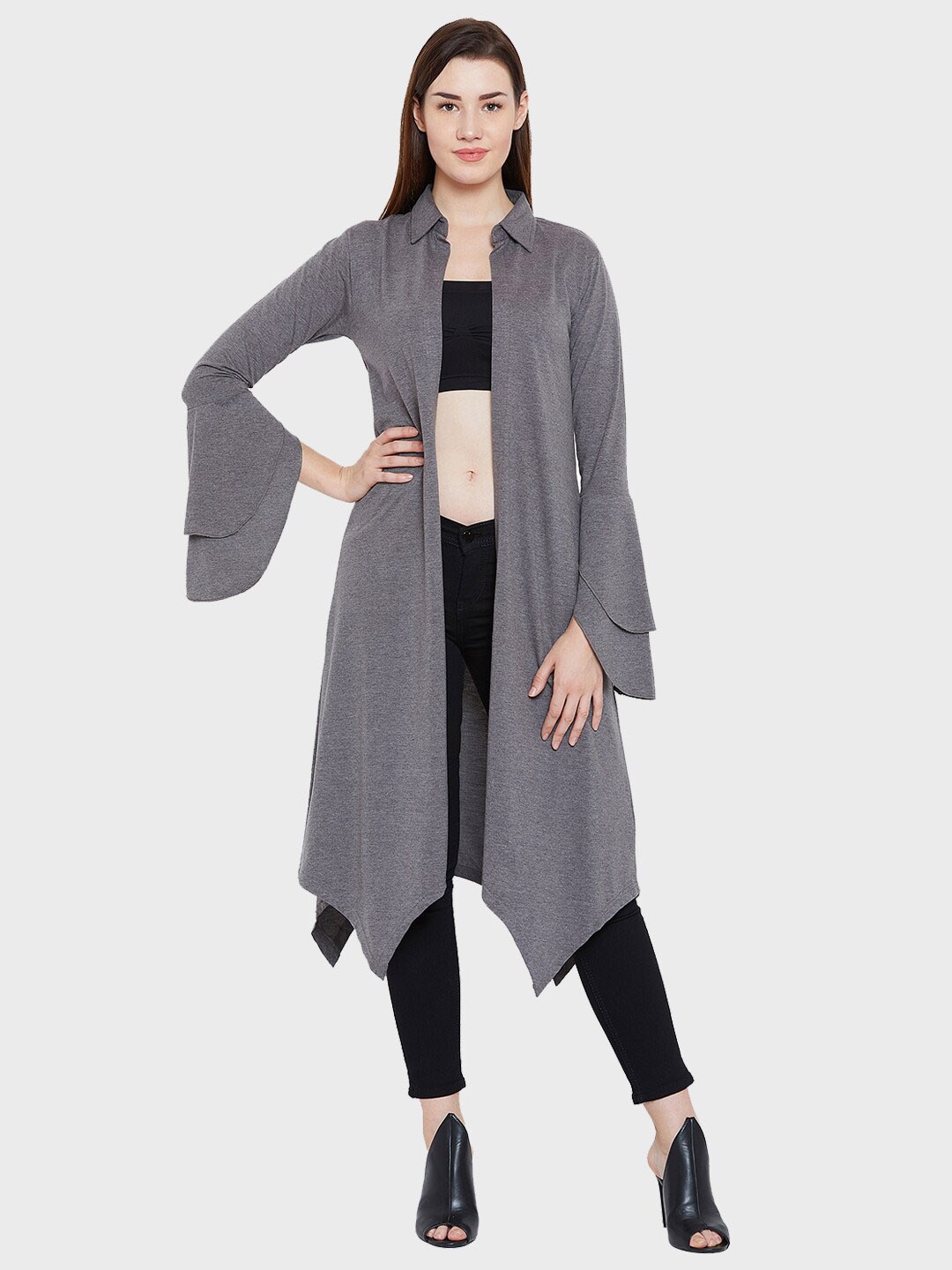 

Hypernation Women Longline Shrug, Charcoal