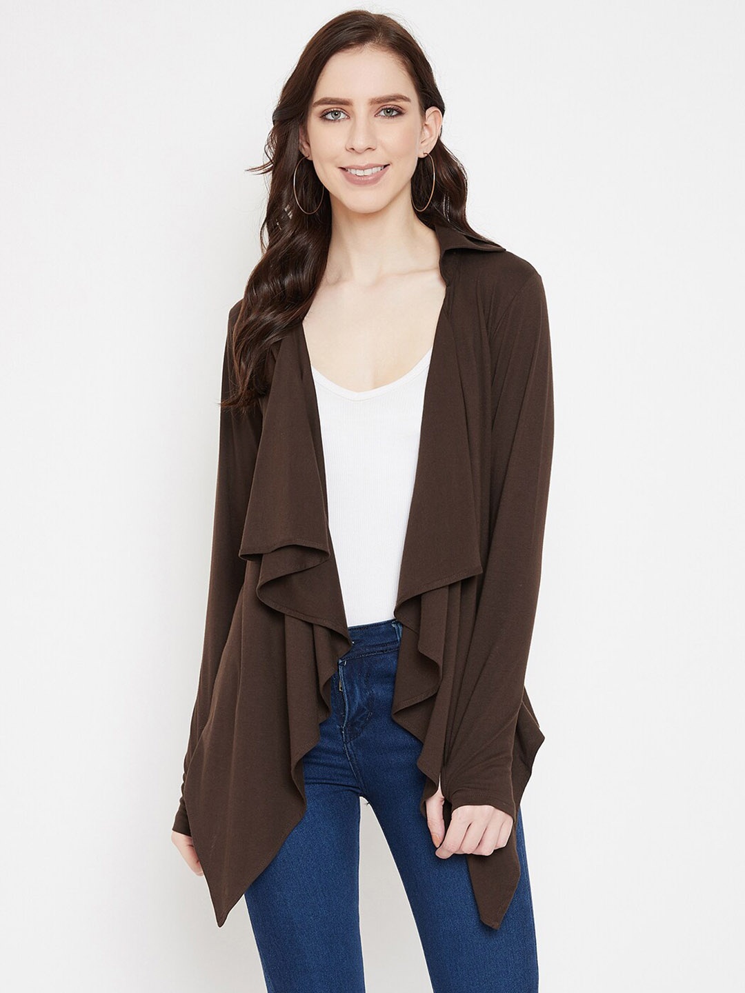 

Hypernation Women Pure Cotton Shrug, Brown