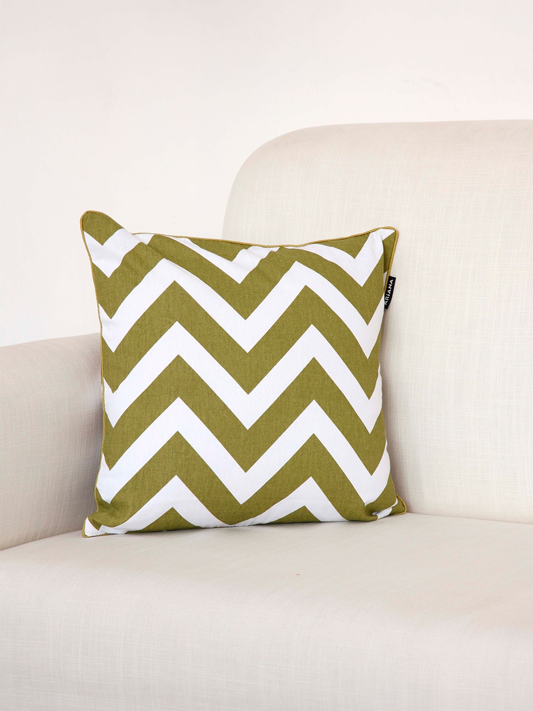 

Ariana Olive Green & Maroon Geometric Printed Square Cushion Cover