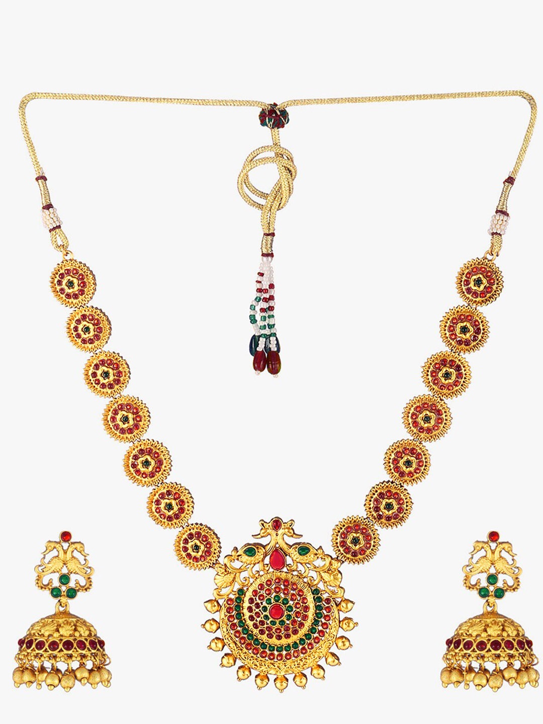 

Adwitiya Collection 24kT Gold-Plated & Stone-Studded Antique Jewellery Set