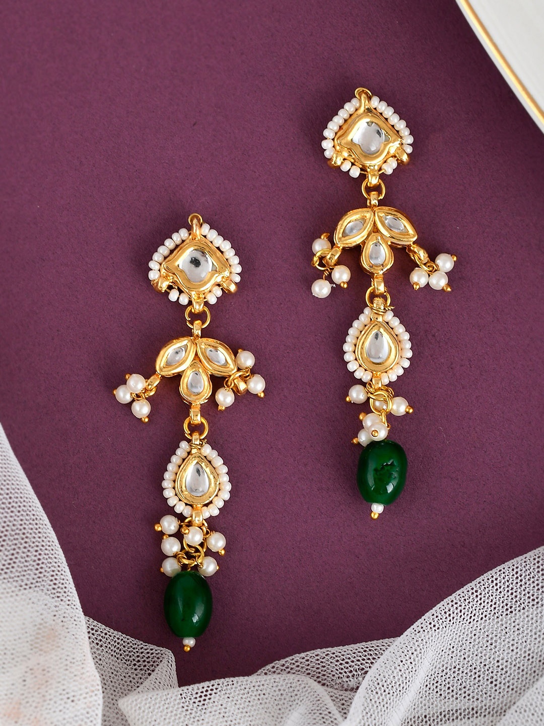 

DASTOOR Gold-PlatedContemporary Drop Earrings, Green