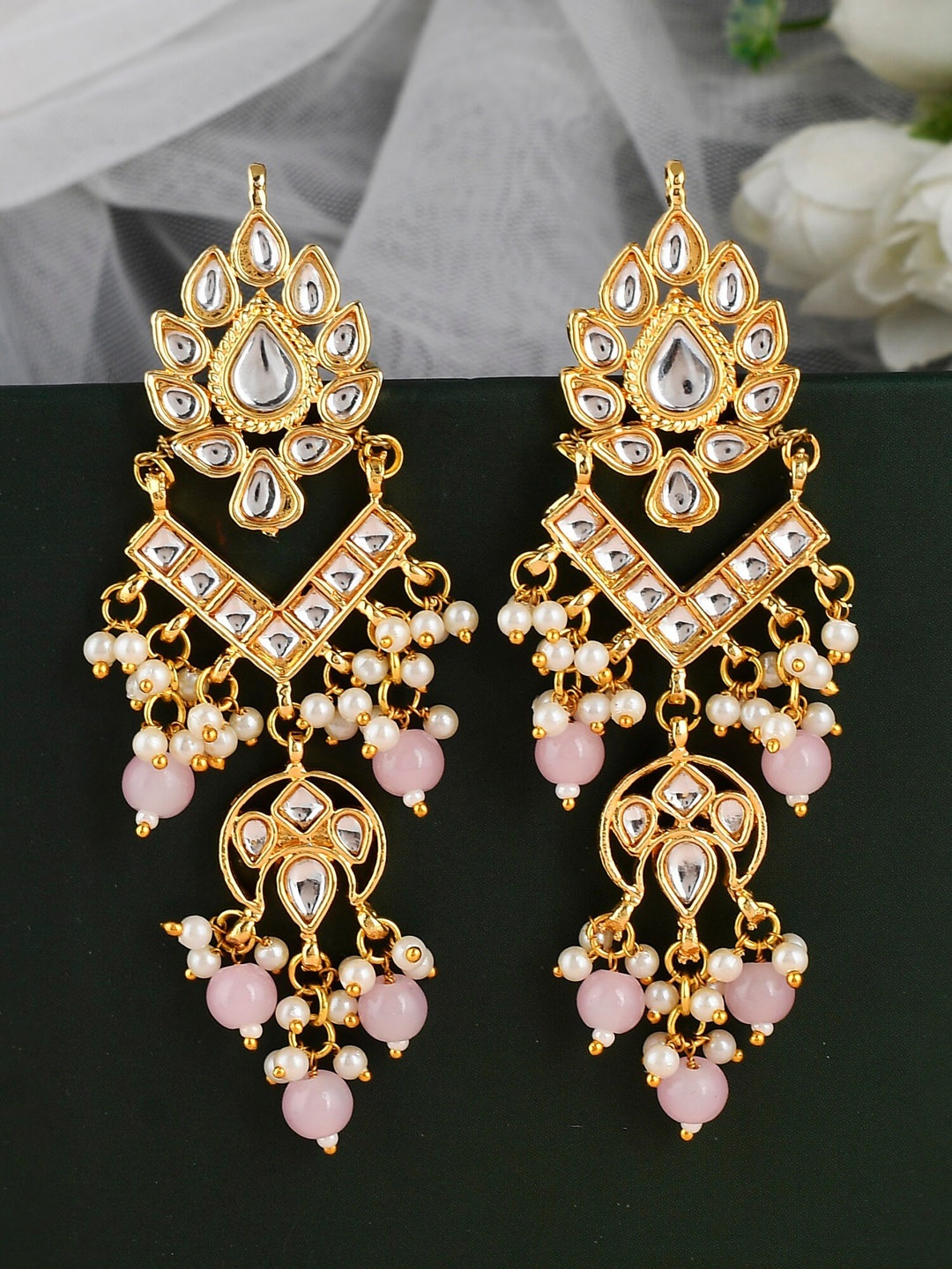 

DASTOOR Gold-Plated Contemporary Studs Earrings, Pink