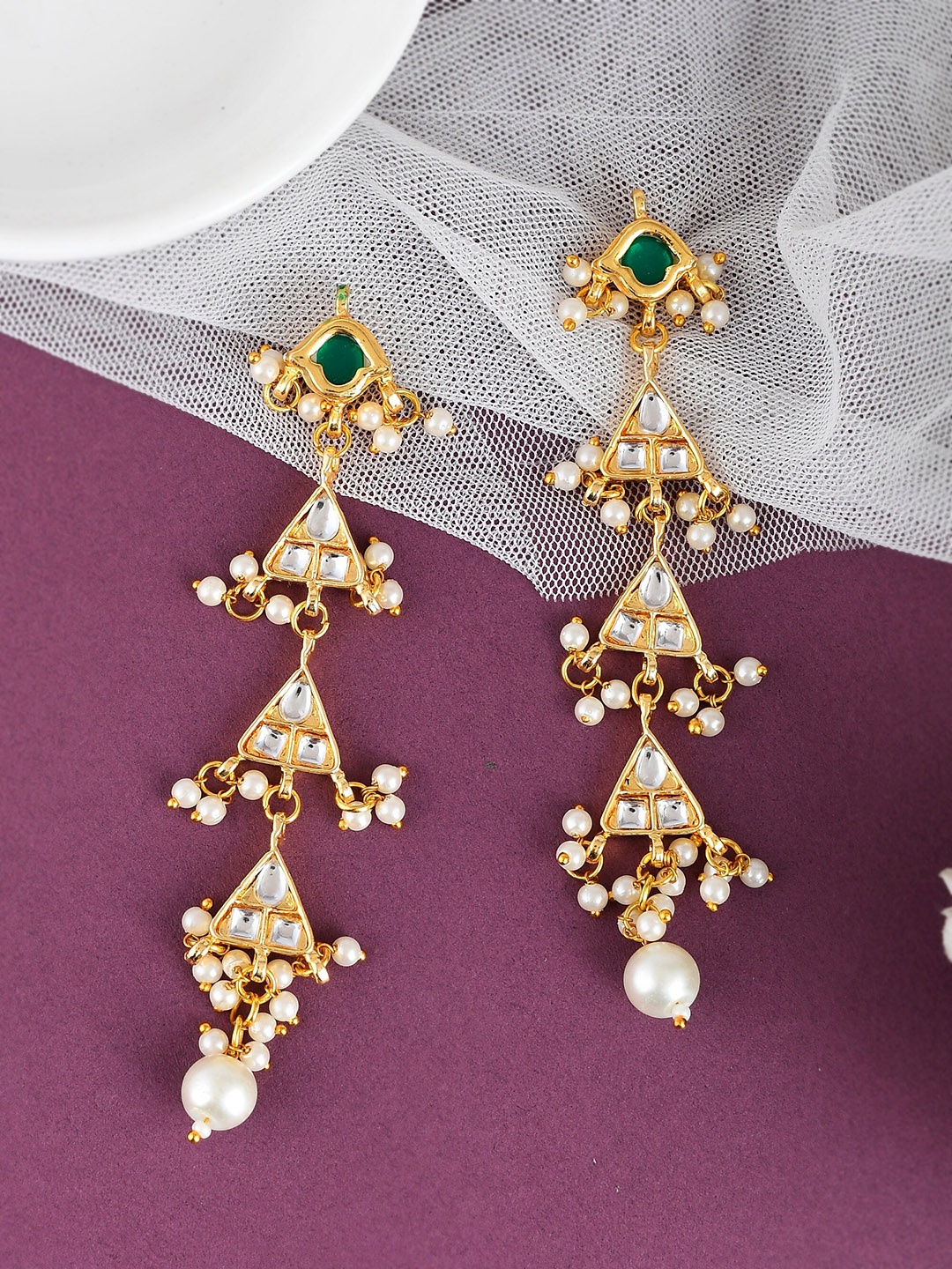 

DASTOOR Gold Plated Classic Drop Earrings, Green