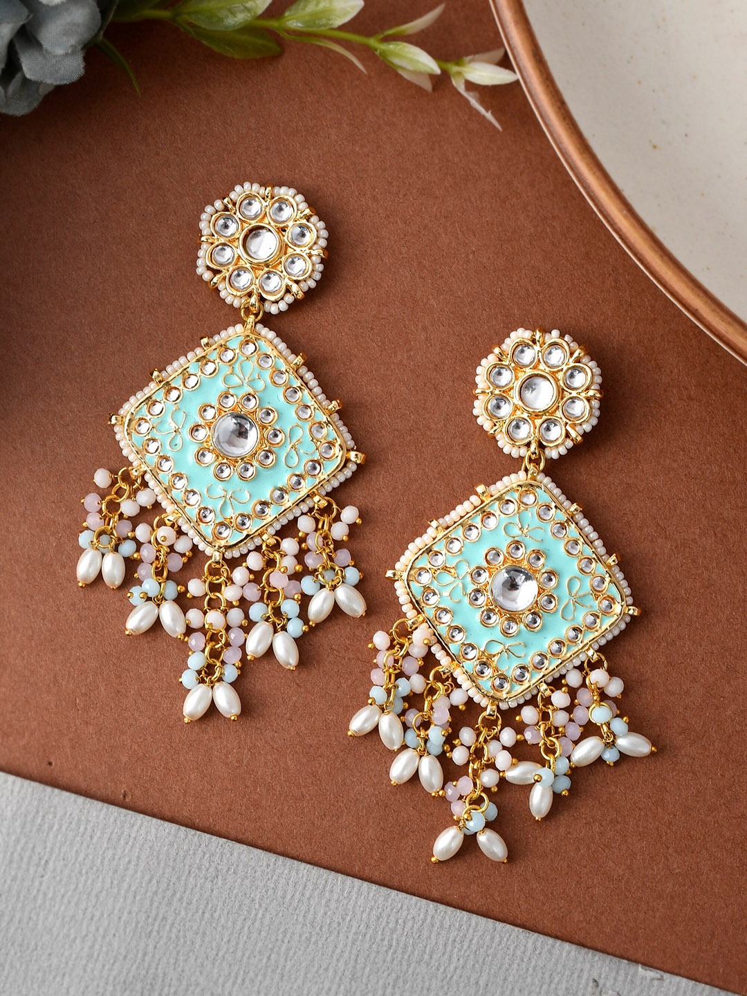 

DASTOOR Gold Plated Classic Drop Earrings, Turquoise blue