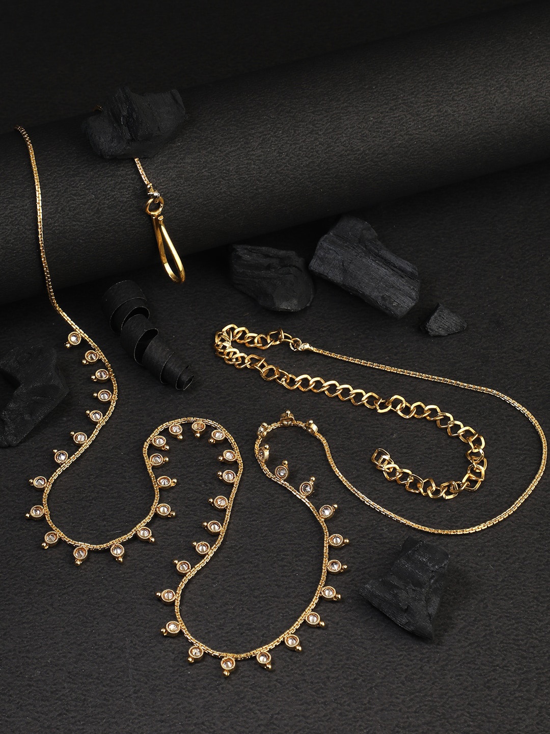 

Adwitiya Collection Gold-Plated Stone Kamarbandh