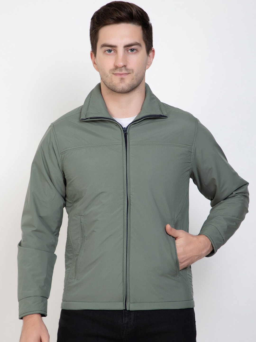 

Spirit Men Insulator Longline Bomber Jacket, Olive