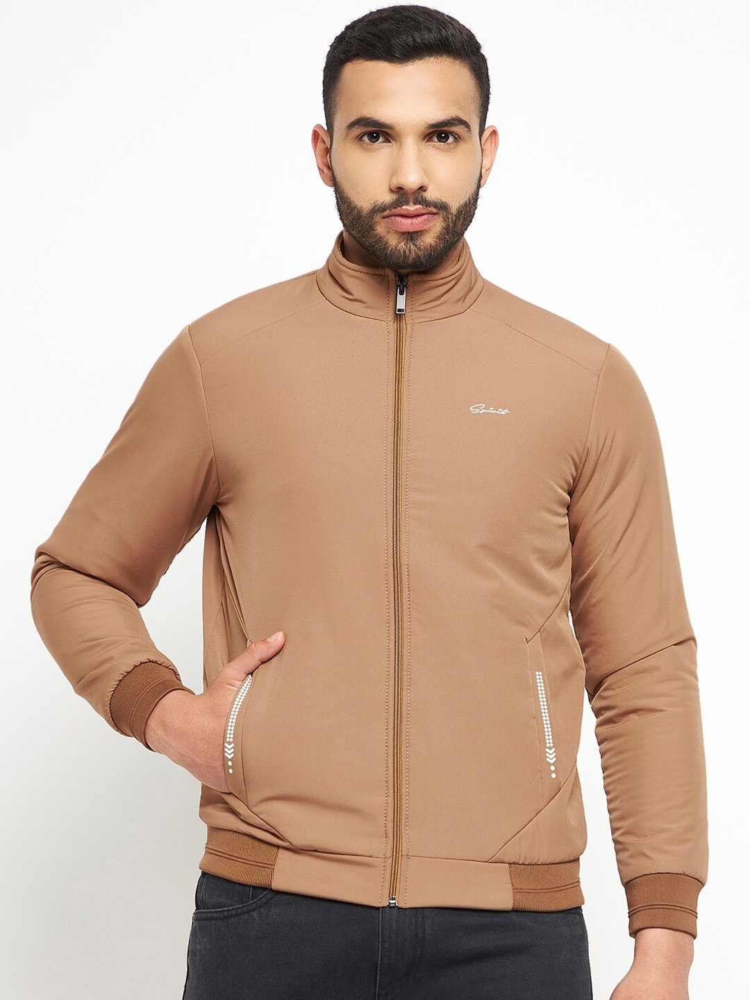 

Spirit Men Solid Insulator Bomber Jacket, Camel brown