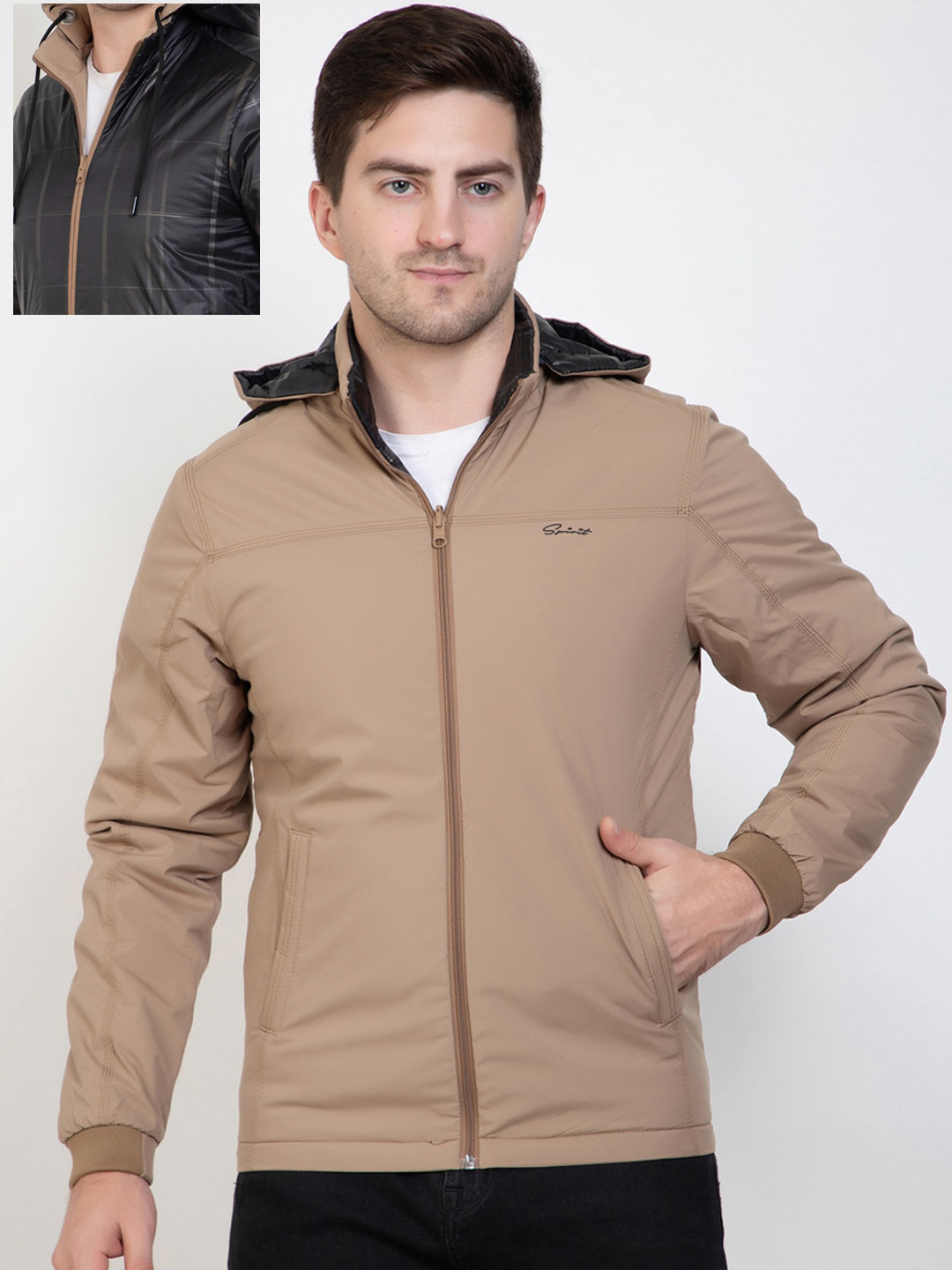 

Spirit Men Reversible Insulator Bomber Jacket, Beige