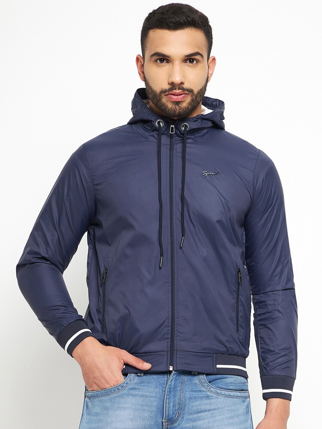 

Spirit Men Hooded Insulator Bomber Jacket, Navy blue