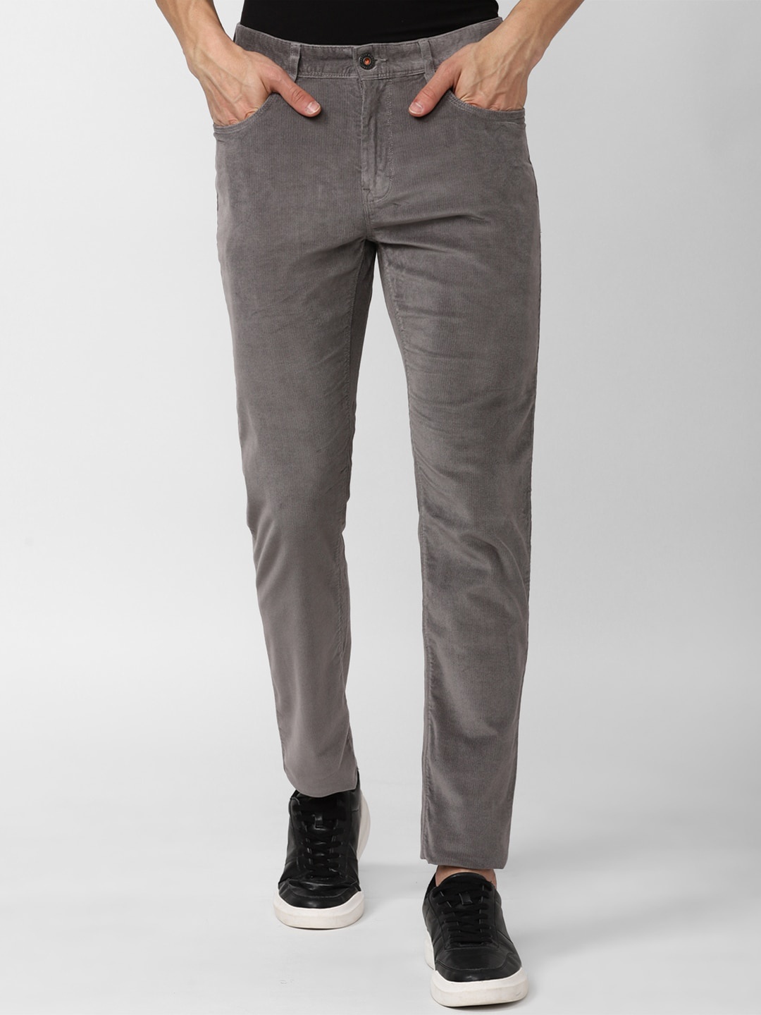 

Peter England Casuals Men Slim Fit Cotton Trousers, Grey