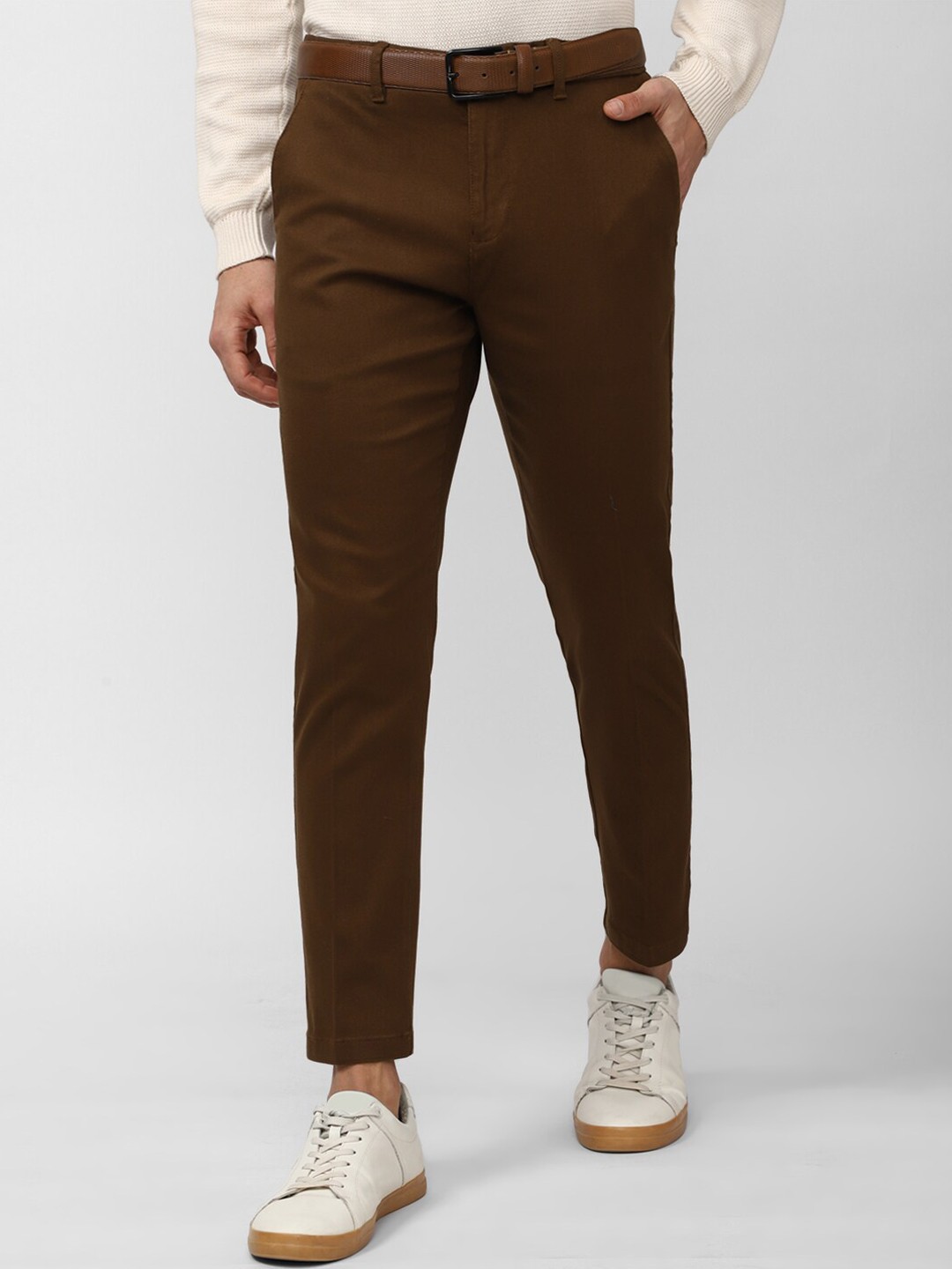 

Peter England Casuals Men Slim Fit Trousers, Brown