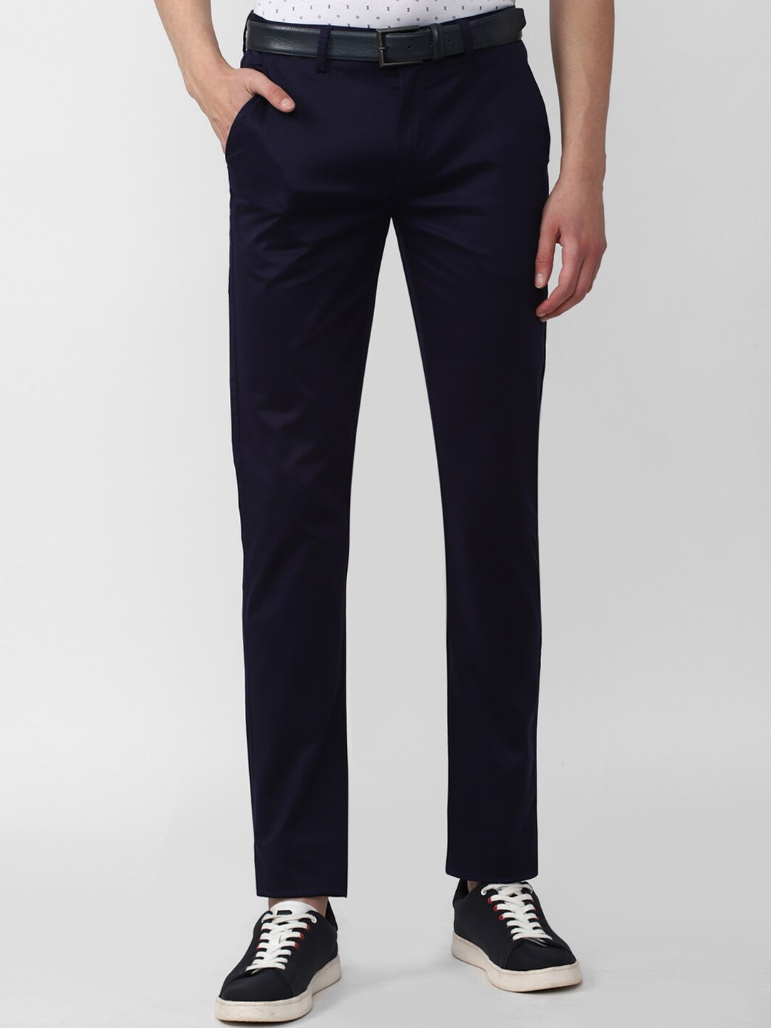 

Peter England Casuals Men Cotton Fit Trousers, Navy blue