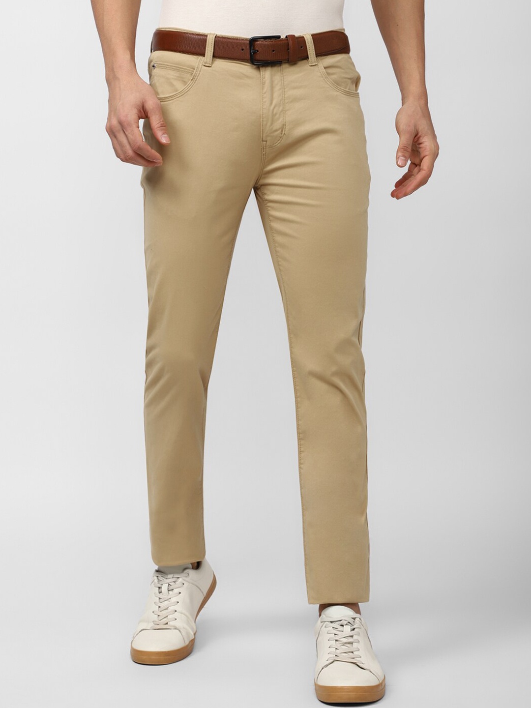 

Peter England Casuals Men Cotton Slim Fit Chinos Trousers, Beige