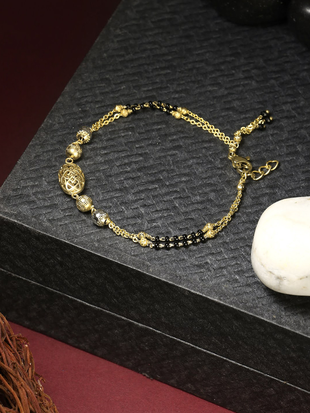 

Adwitiya Collection Women Brass Handcrafted Gold-Plated Charm Bracelet