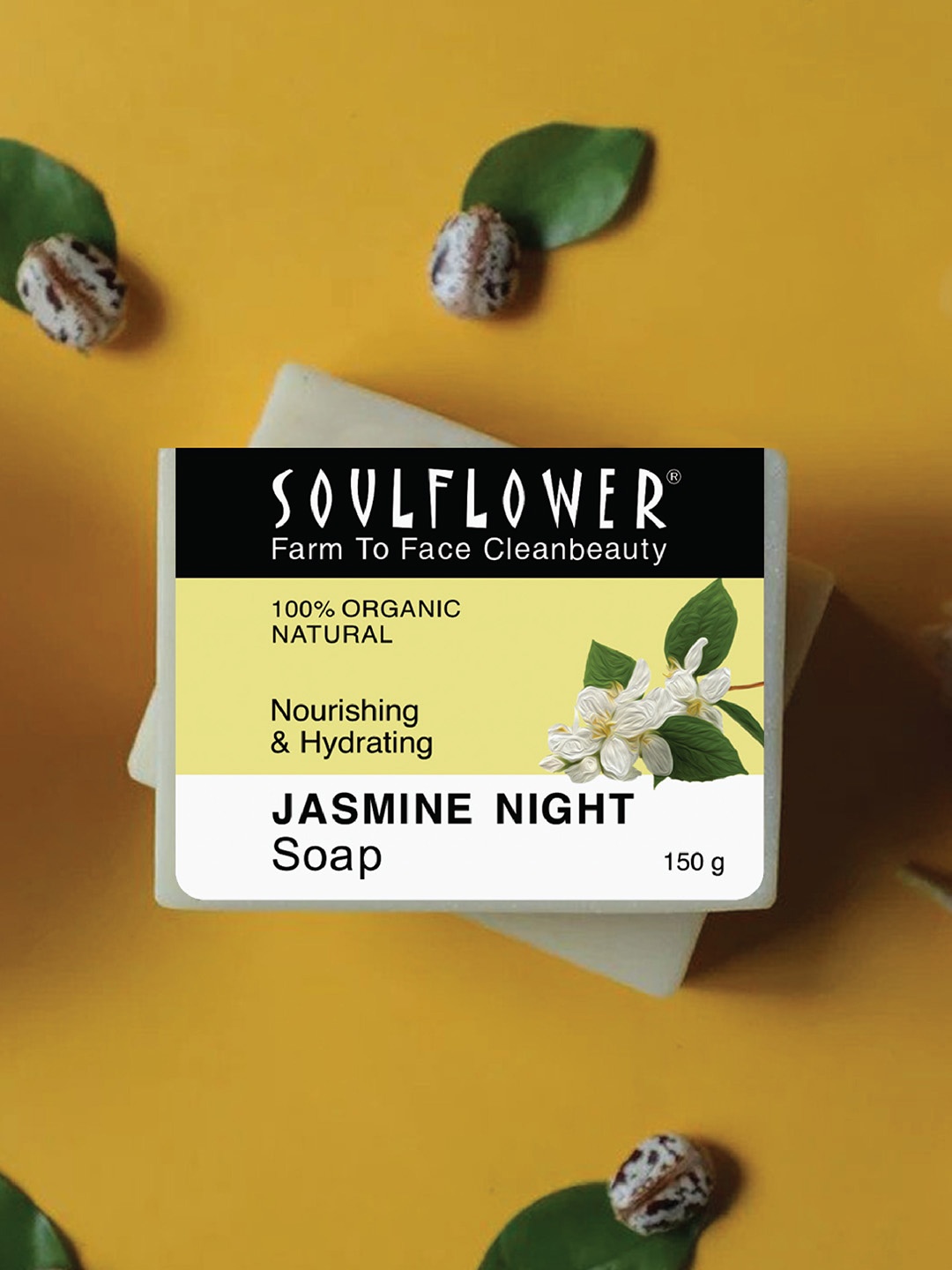 

Soulflower Unisex Pack of 2 Jasmine Night Soaps, Cream