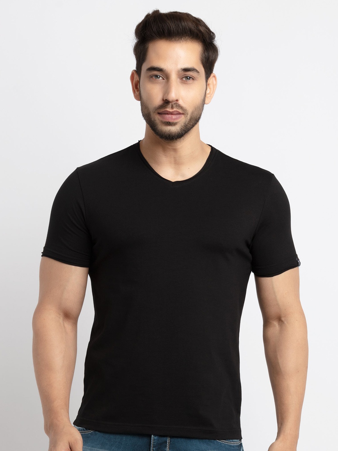

Status Quo Men Round Neck Cotton T-shirt, Black