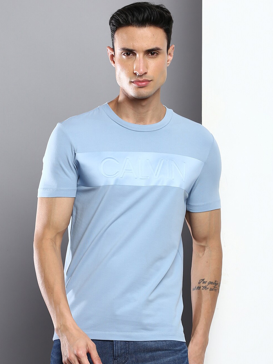 

Calvin Klein Jeans Men Printed Round Neck T-shirt, Blue