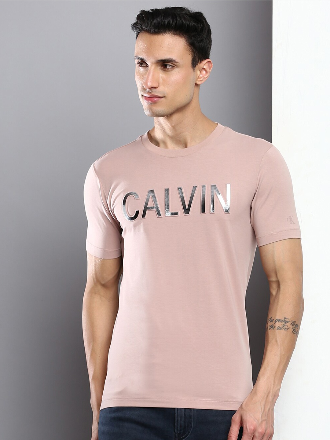 

Calvin Klein Jeans Men Brand Logo Printed T-shirt, Pink