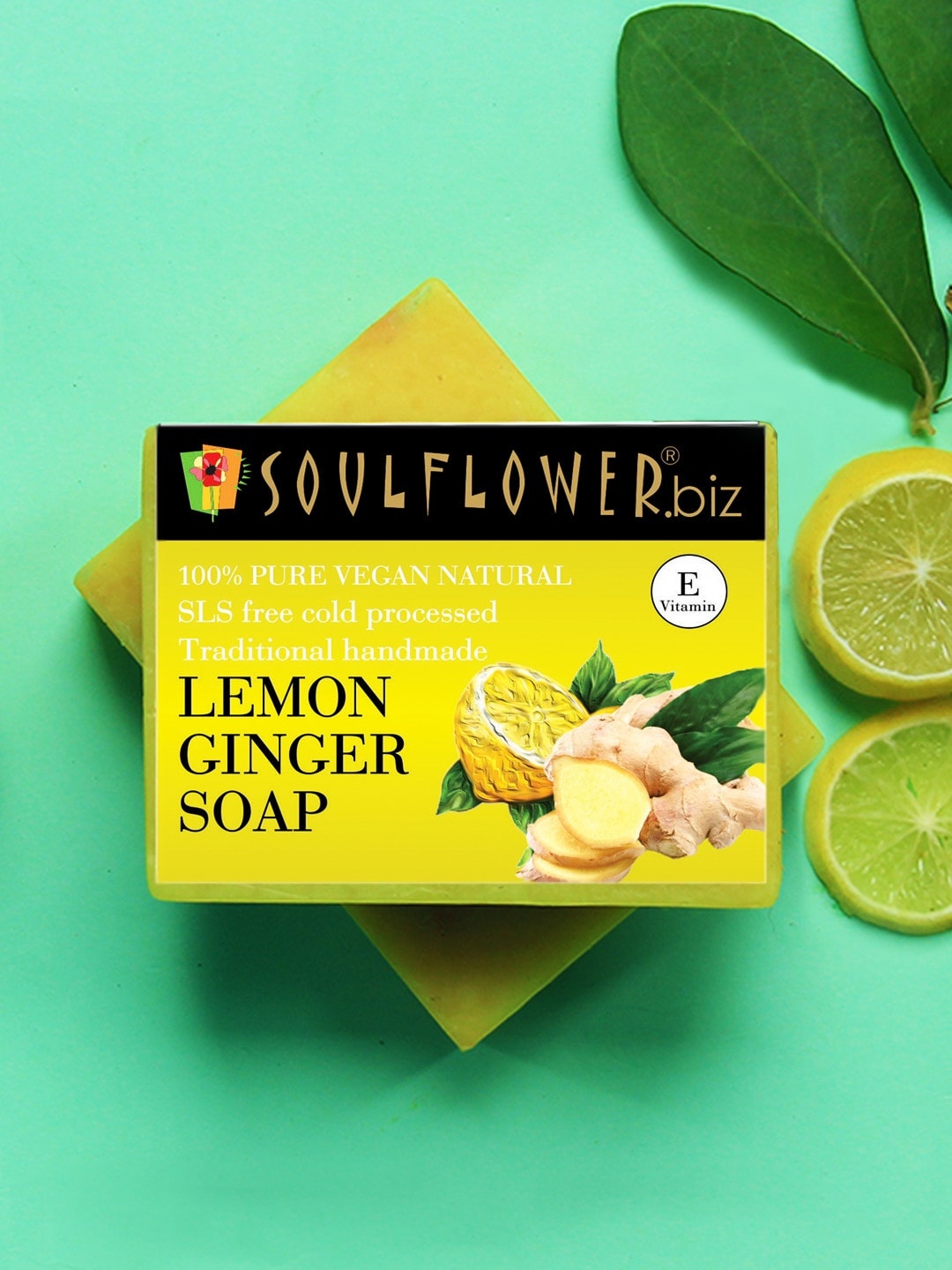 

Soulflower Sustainable Unisex Pack of 2 Lemon Ginger Soaps, Yellow