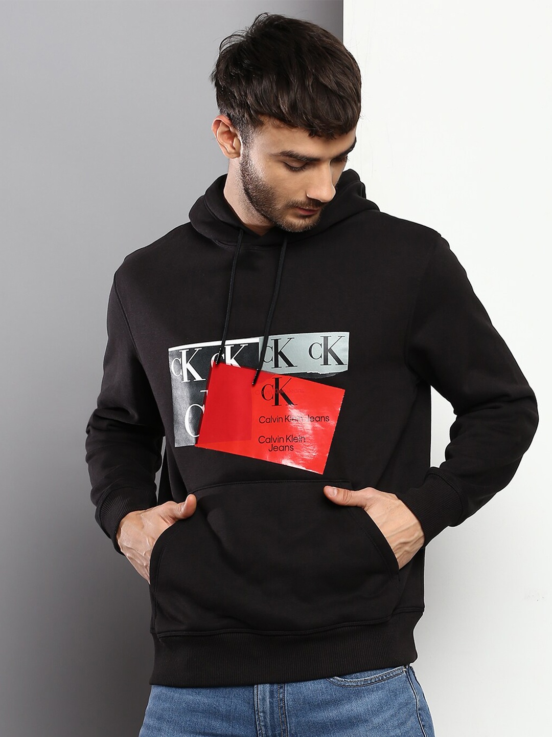 

Calvin Klein Jeans Men Cotton Printed Hooded Sweatshirt, Black