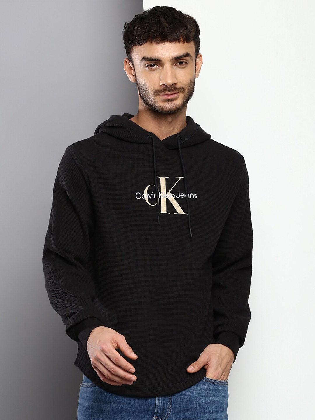 

Calvin Klein Jeans Men Cotton Hooded Sweatshirt, Black