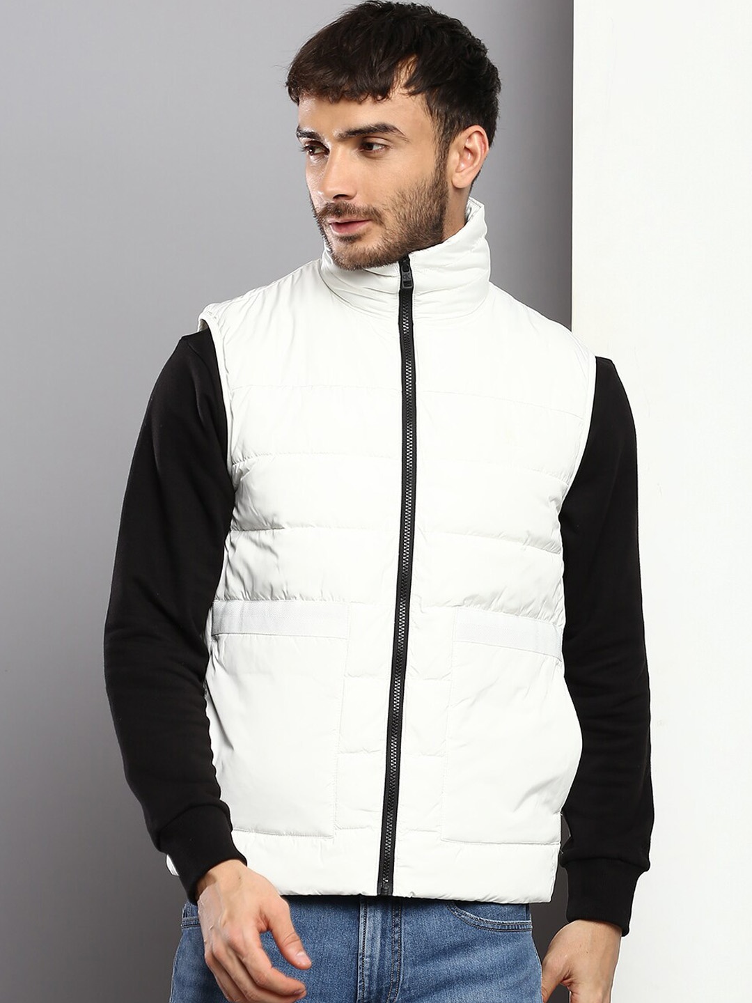 

Calvin Klein Jeans Men Striped Padded Jacket, White