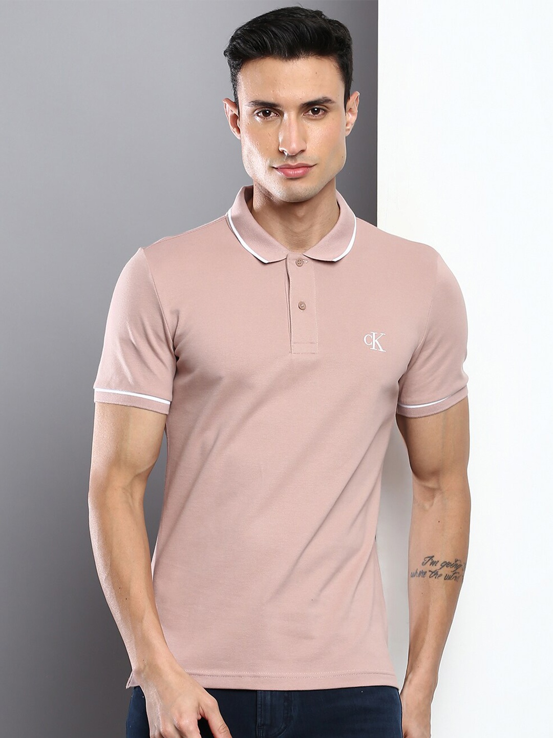 

Calvin Klein Jeans Men Polo Collar T-shirt, Pink