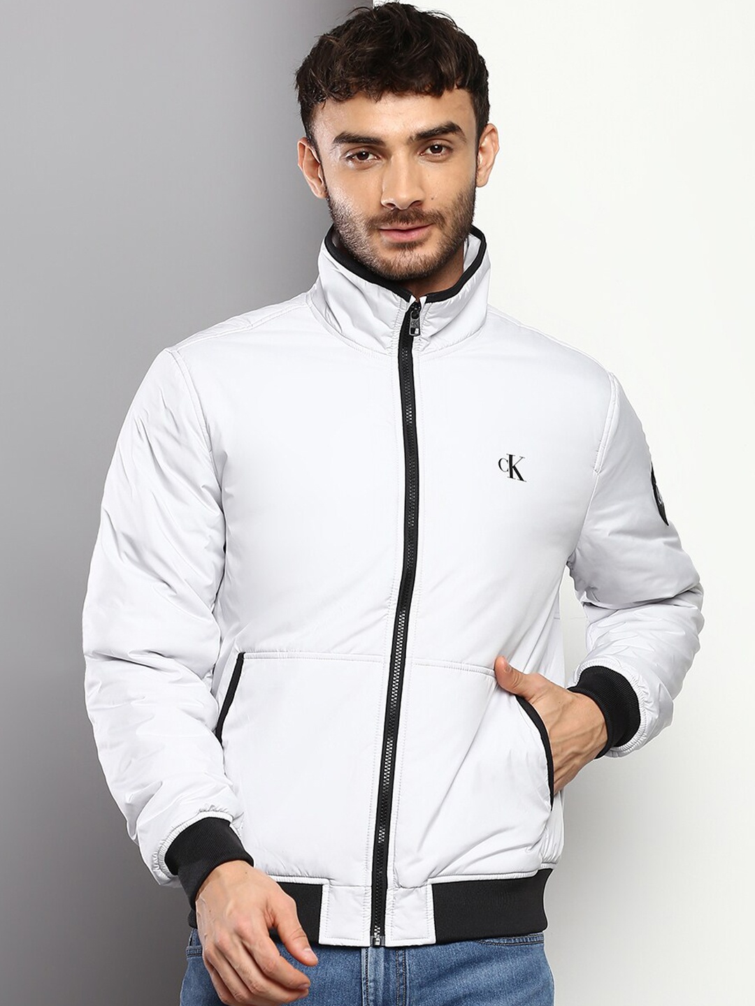 

Calvin Klein Jeans Men Bomber Jacket, Grey
