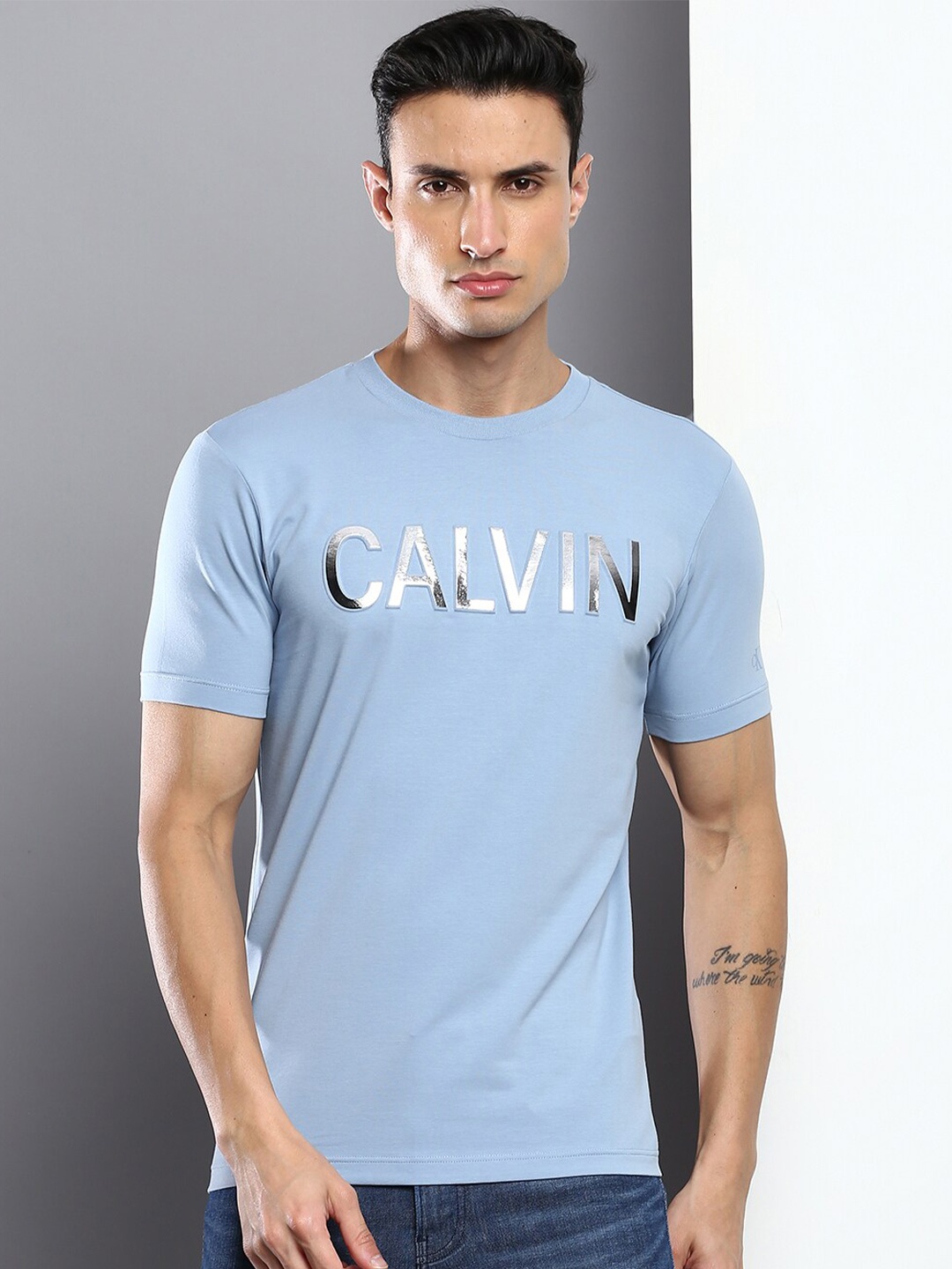 

Calvin Klein Jeans Men Typography Printed T-shirt, Blue