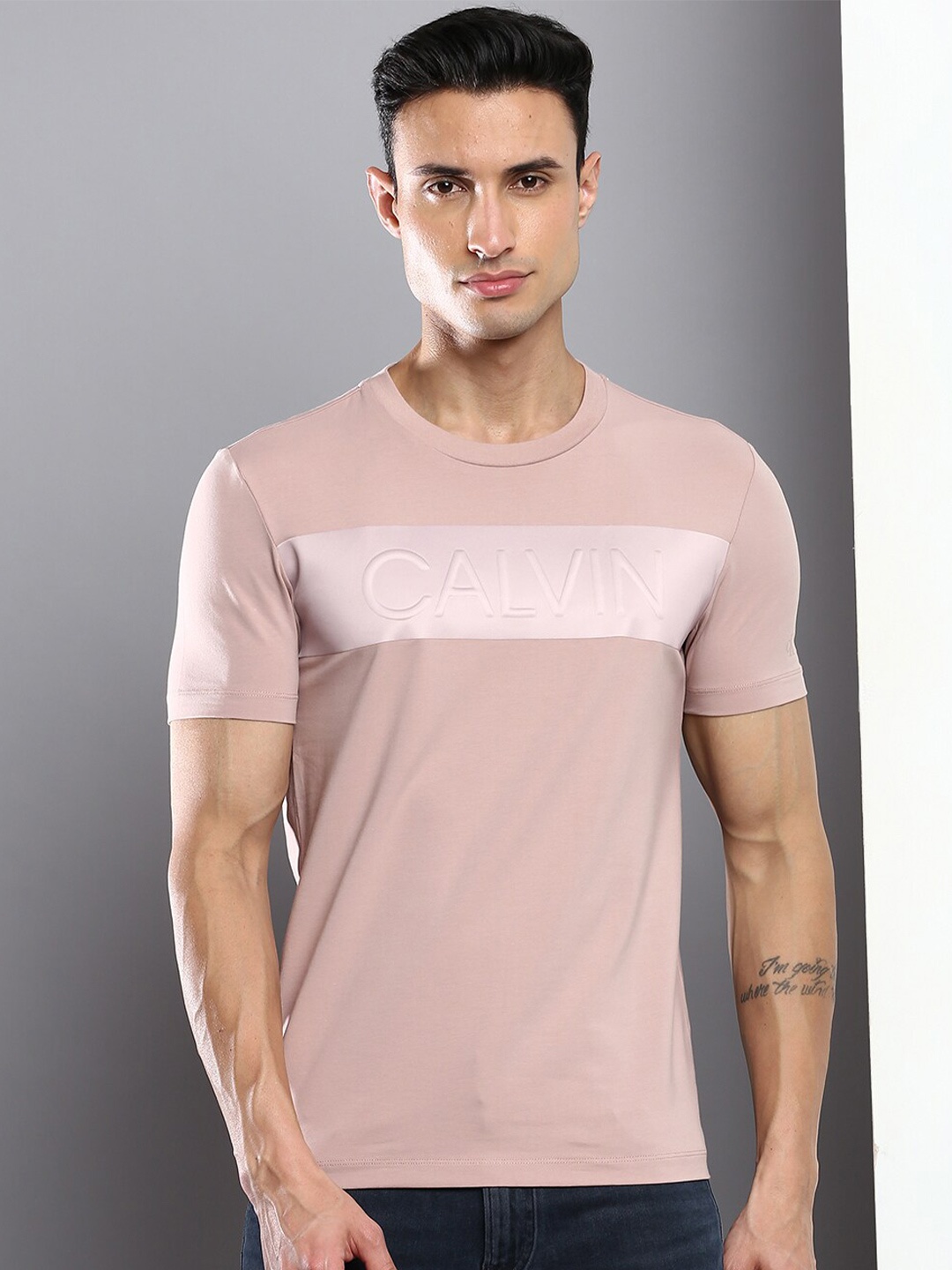 

Calvin Klein Jeans Men Brand Logo Applique T-shirt, Pink