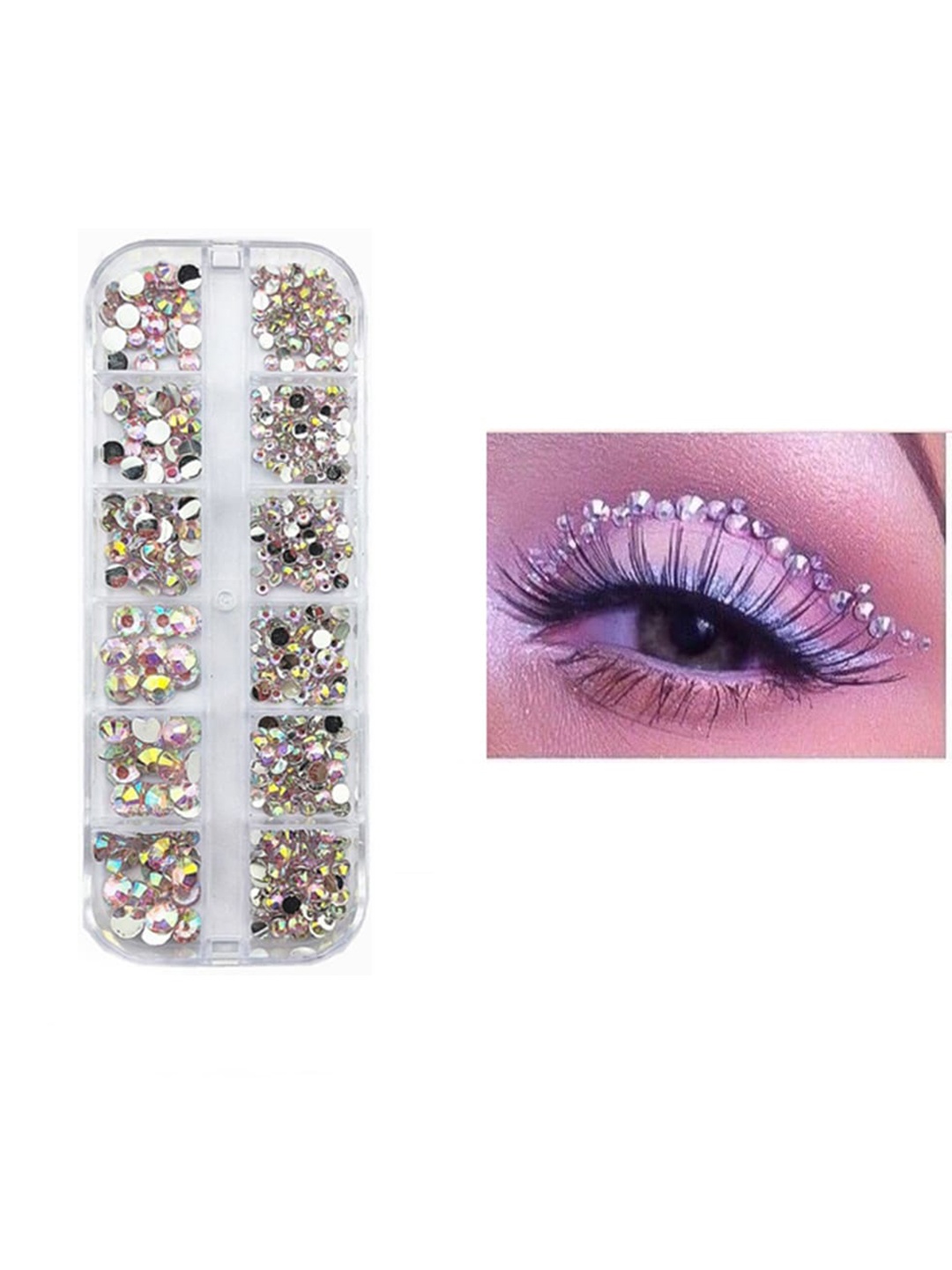 

S.A.V.I. AB Color Crystal Decorations & 12 Grids Stone Rhinestones & DIY Nail Art, Silver